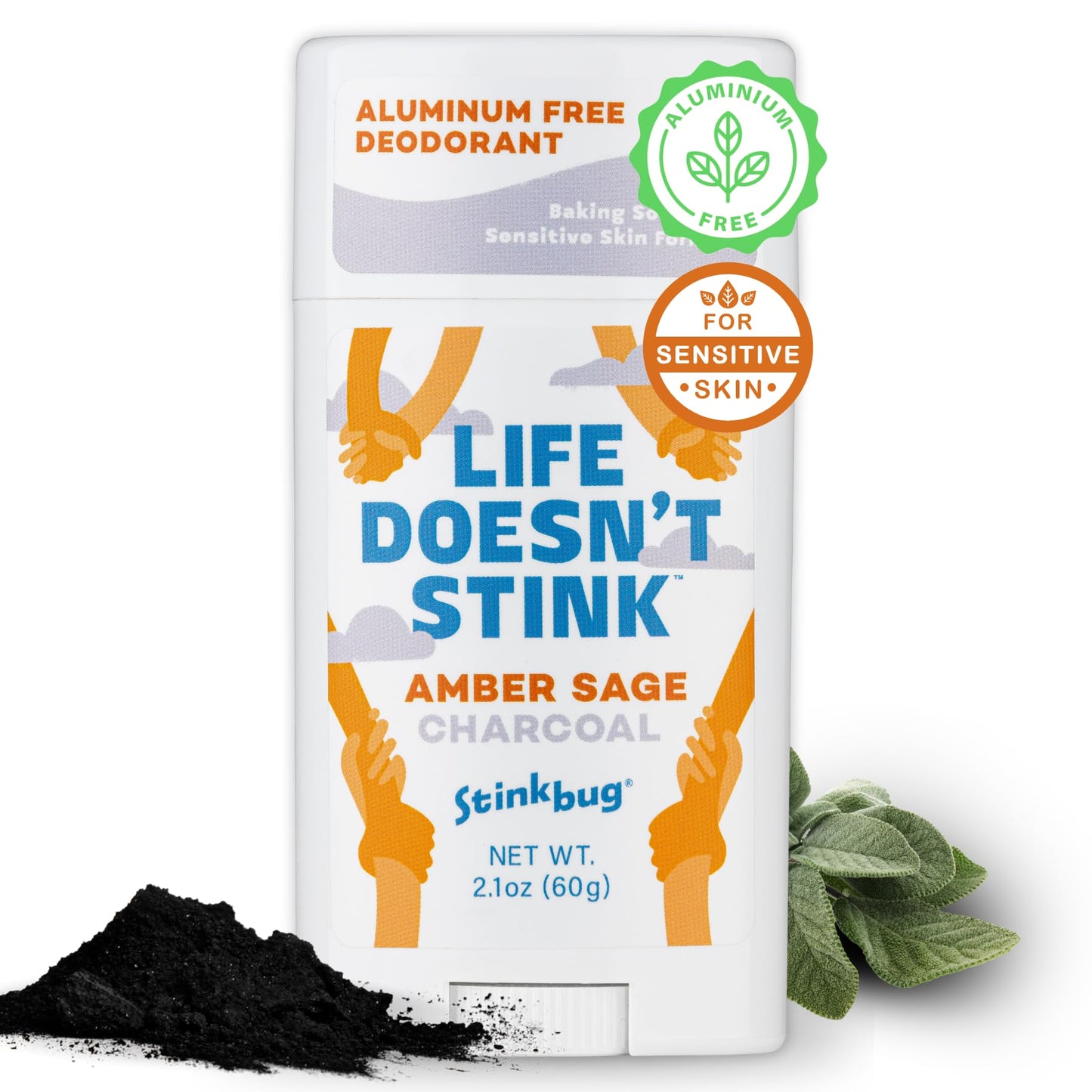 Stinkbug Naturals Organic Aluminum Free Deodorant Stick with Amber Sage, Coconut Oil and Activated Charcoal, Paraben Free, Sensitive Skin Deodorant Beauty and Personal Care Stinkbug