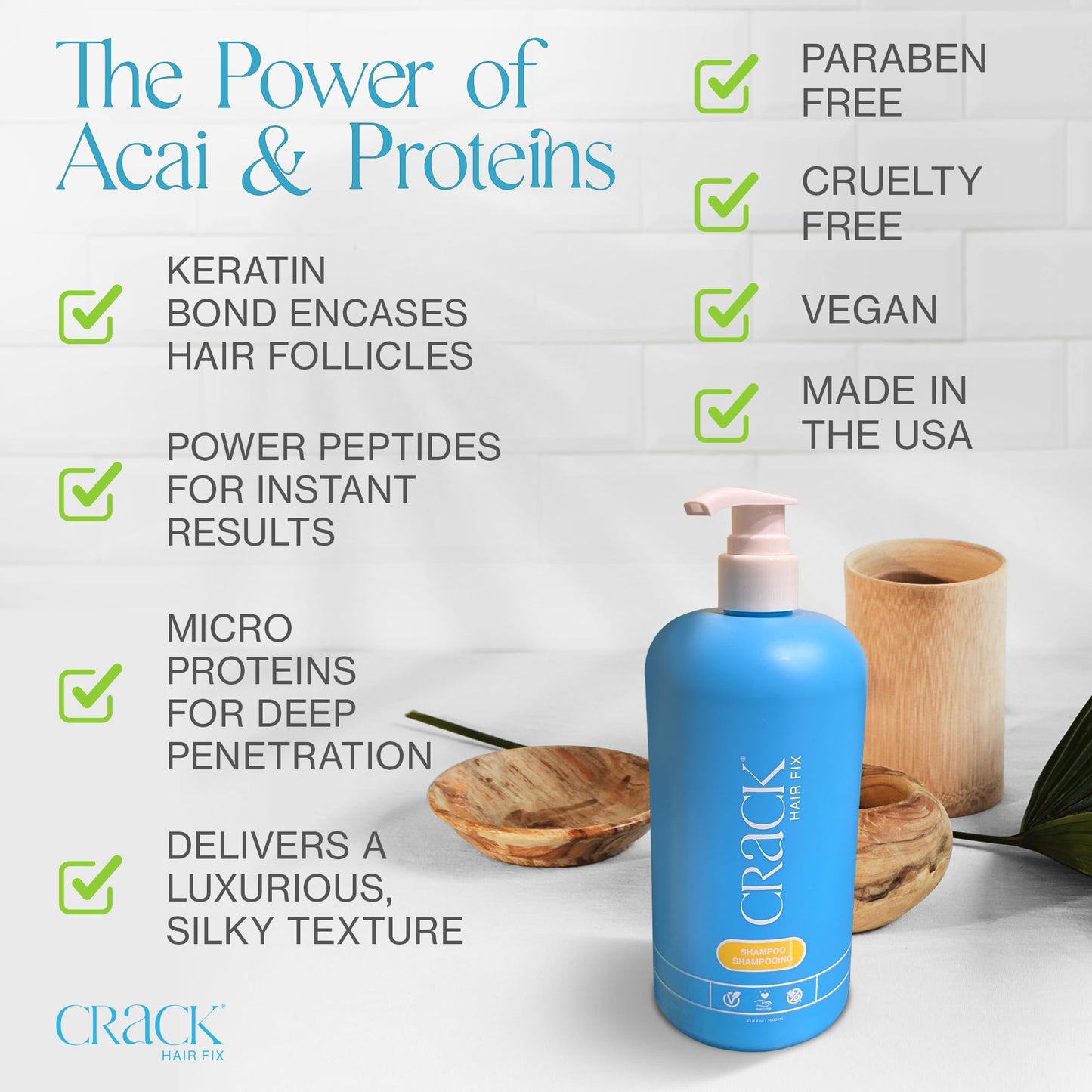 Crack HAIR FIX Shampoo with Pump | Moisturizing & Strengthening Sulfate-Free Formula | Protects Against Dryness, Reduces Breakage & Restores Shine | Beauty & Personal Care Crack