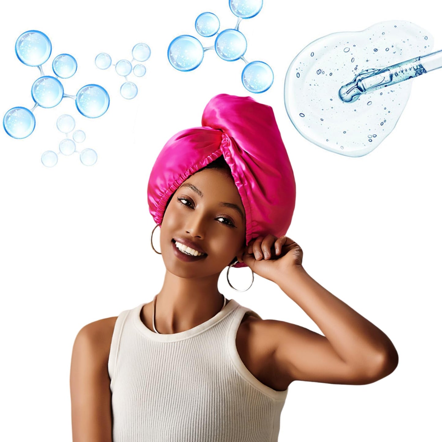 PROMEED Hydrating Silk Bonnets with Hyaluronic Acid, 100% 23 Momme Mulberry Silk Turban for Long Hair Care, Moisture Silk Sleep Cap for Healthy Beauty and Personal Care PROMEED