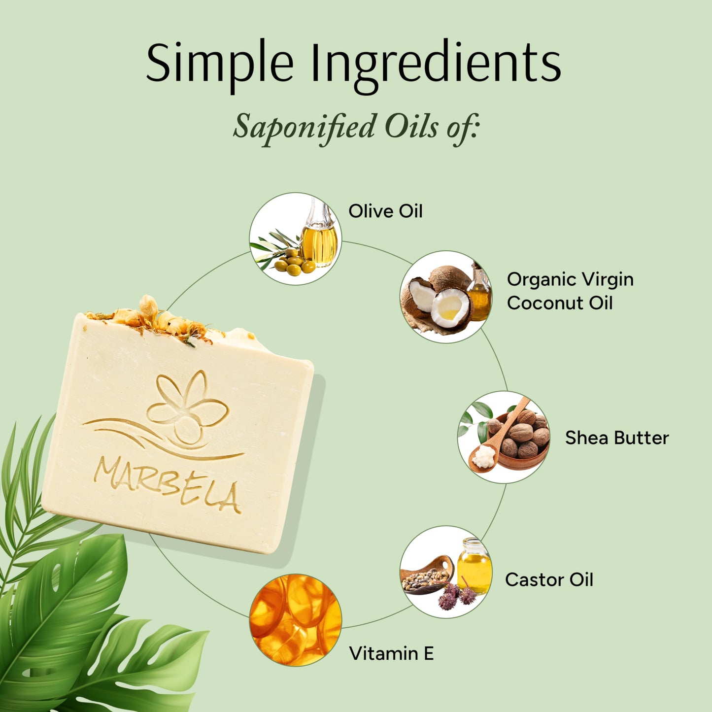 Marbela Cosmetics Handmade Soap Bar - Made in USA, Vegan Friendly, Palm Oil Free, Natural Bar Soap - Gentle Face & Body Soap for Daily Skin Care Beauty & Personal Care Marbela