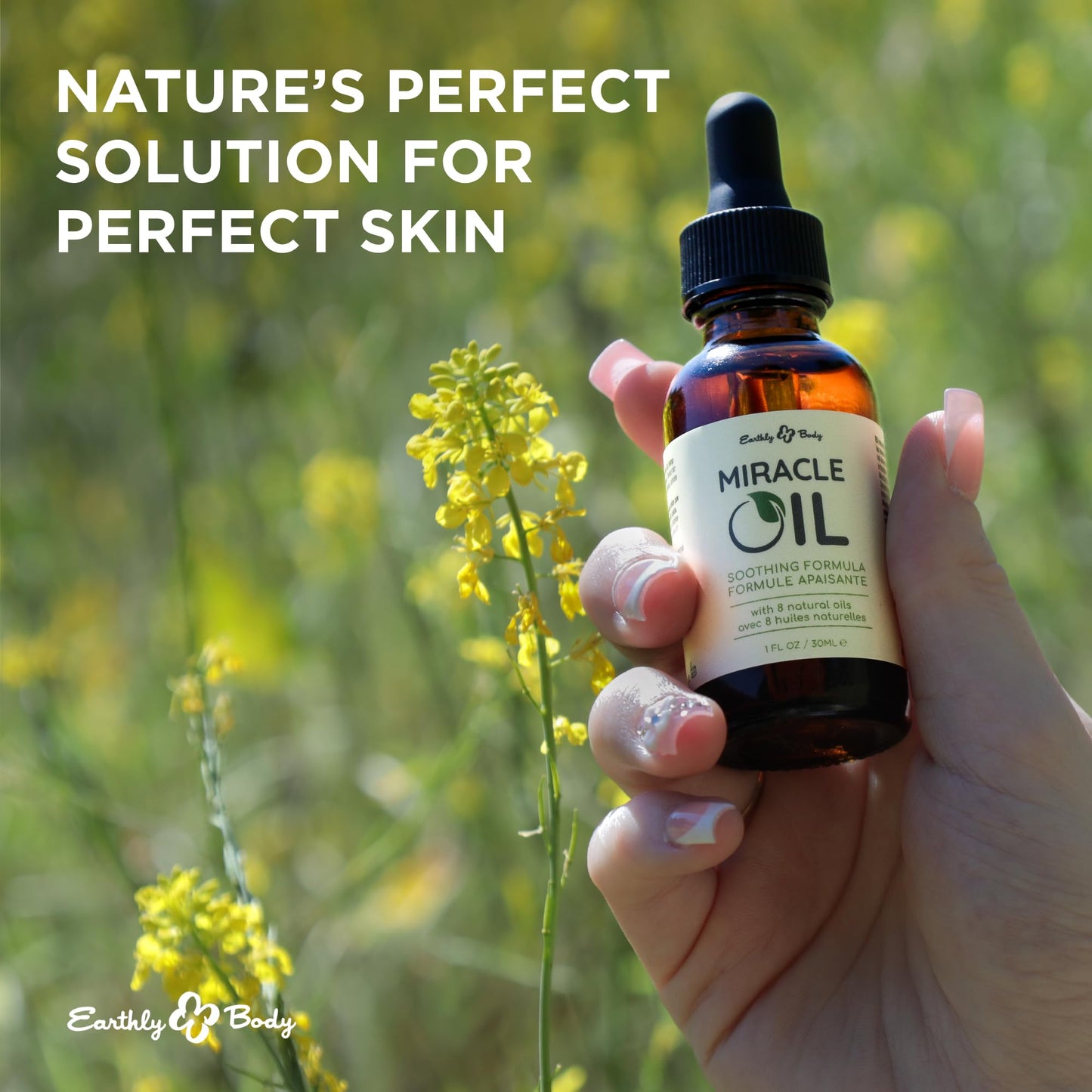 Earthly Body Miracle Oil, 1 fl. oz. - 2 Pack - 100% Natural Tea Tree Oil, Hemp Seed Oil & Vitamin E - Moisturizer, Calms Skin Irritations, Helps Beauty & Personal Care Earthly Body
