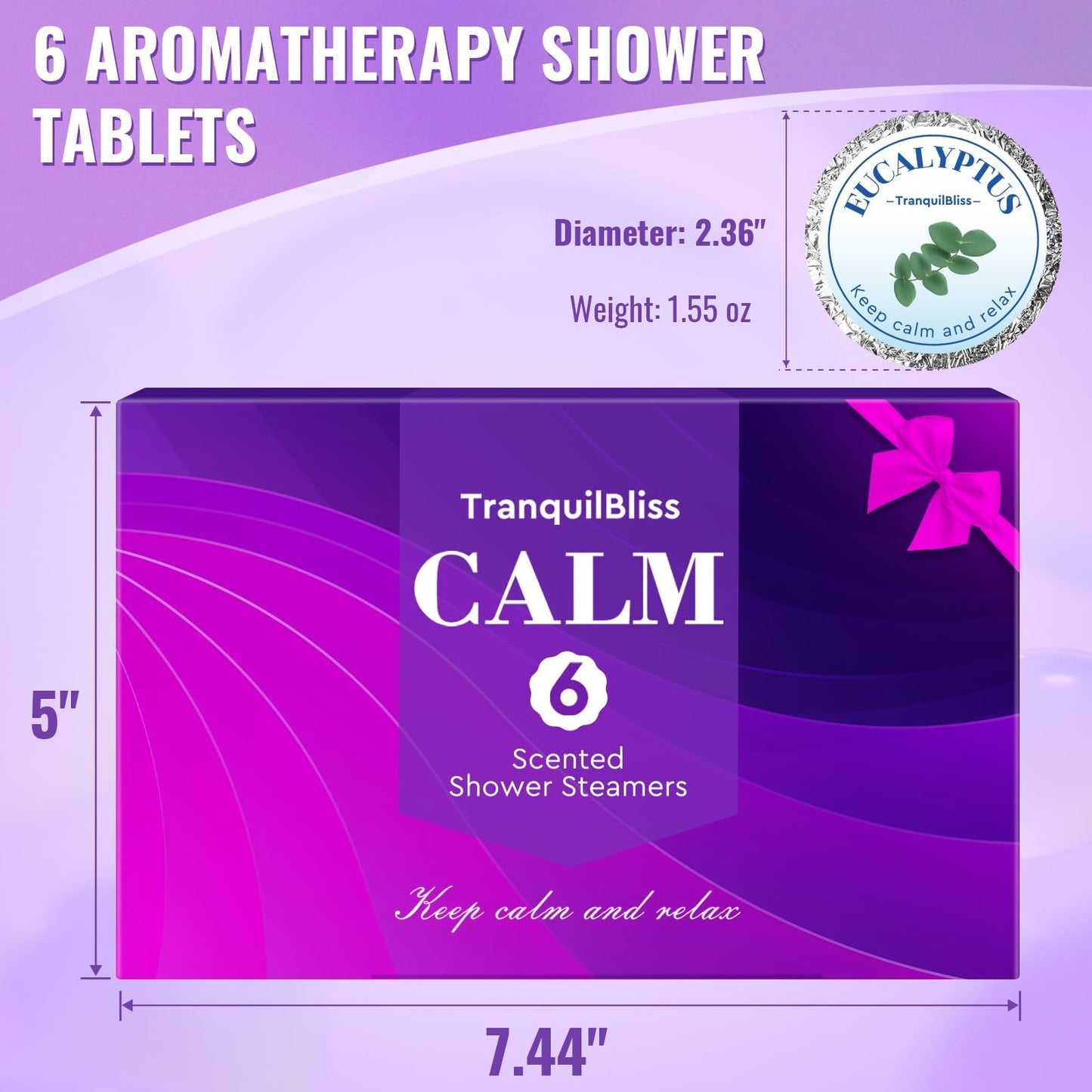 TranquilBliss Shower Steamers, 6 Pack Shower Tablets with Natural Fragrance, Self Care & Relaxation, Mother's Day, Individually Packaged, Valentine's Beauty and Personal Care TranquilBliss