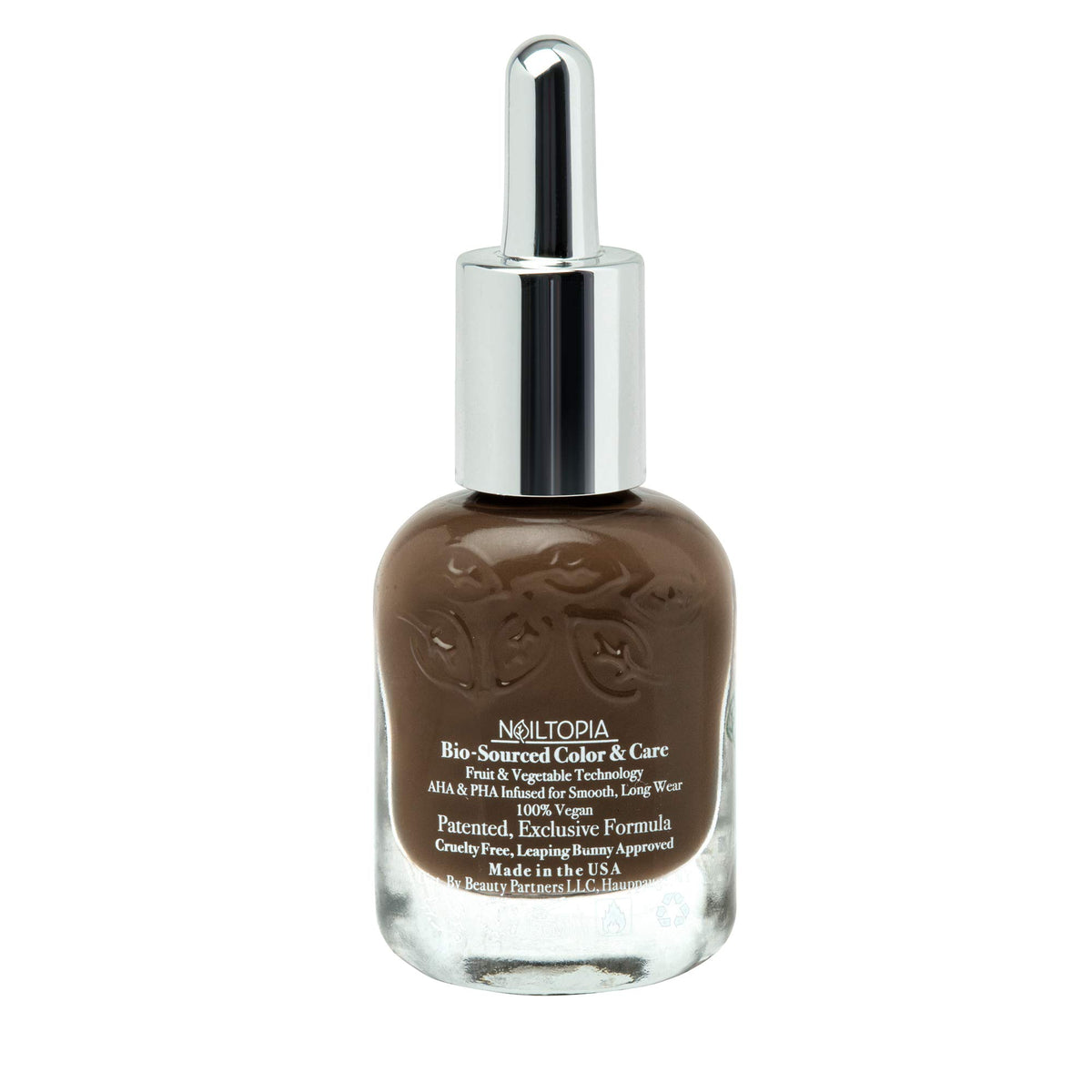 Nailtopia - Plant-Based Chip Free Nail Lacquer - Non Toxic, Bio-Sourced, Long-Lasting, Strengthening Polish - But First Coffee (Brown With Warm