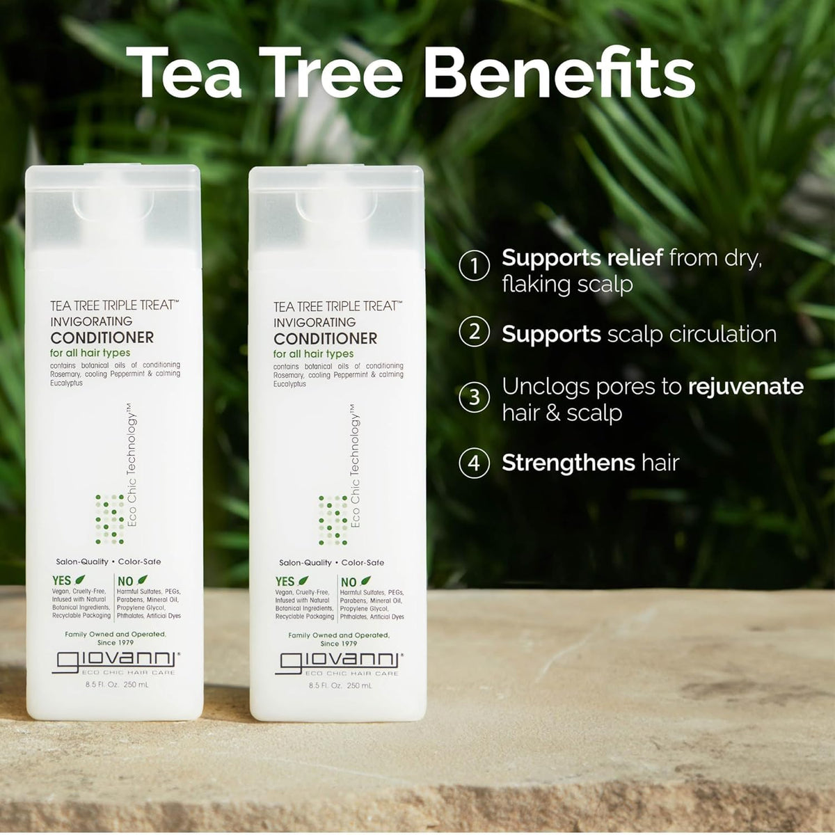 GIOVANNI Tea Tree Triple Treat Invigorating Conditioner, 8.5 oz (3 Pack)