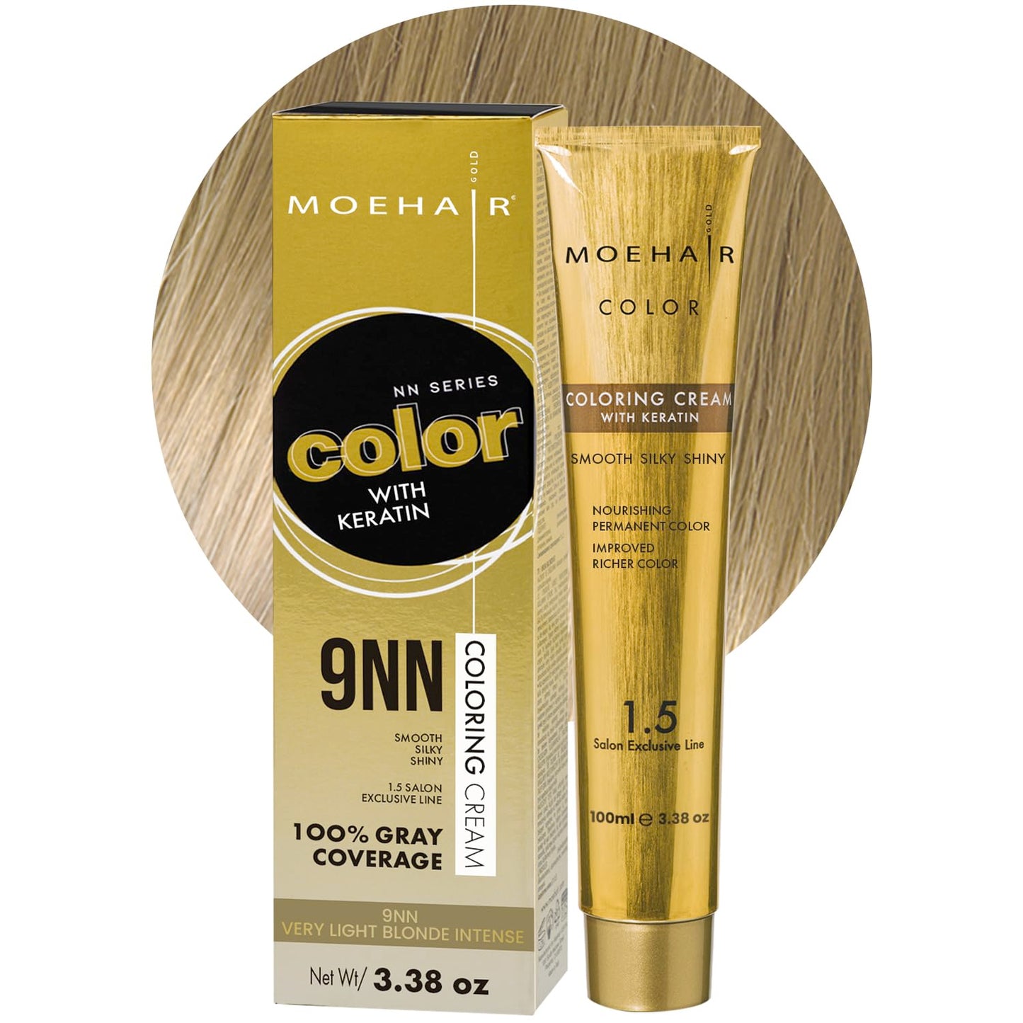 MOEHAIR 9NN Permanent Hair Color (Very Light Blonde Intense) | Hair Color for 100% Gray Coverage | Infused with Keratin | Adds Shines & Smoothens Hair Beauty & Personal Care MOEHAIR