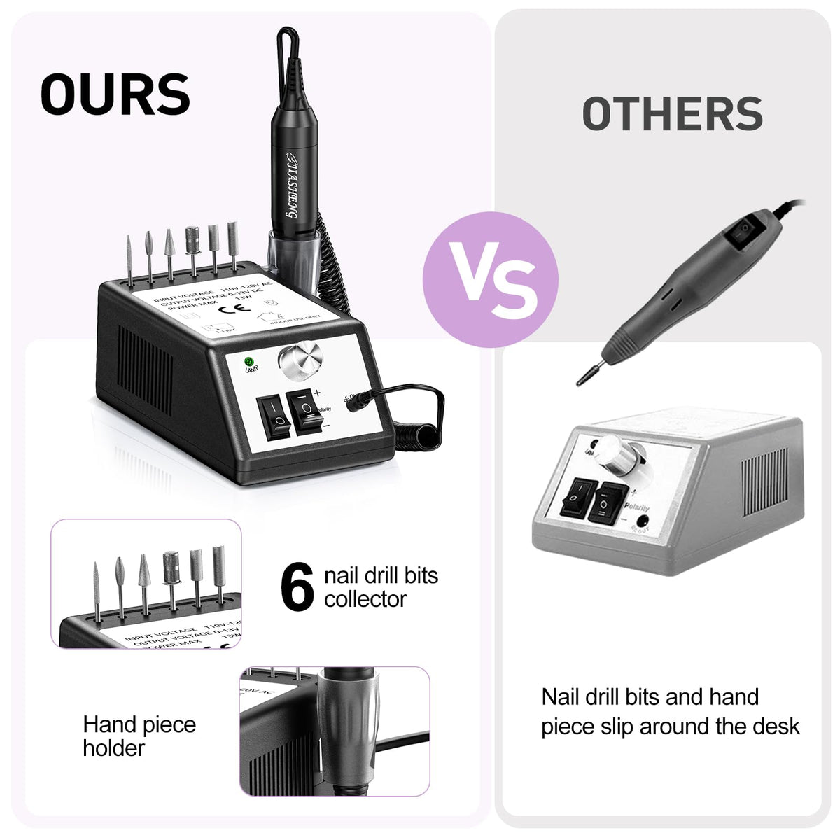 JIASHENG Professional Nail Drill, 20000rpm Electric Nail Drill Machine, Electronic Nail File Drills for Acrylic Nails Gel Nails Manicure Pedicure Beauty & Personal Care JIASHENG