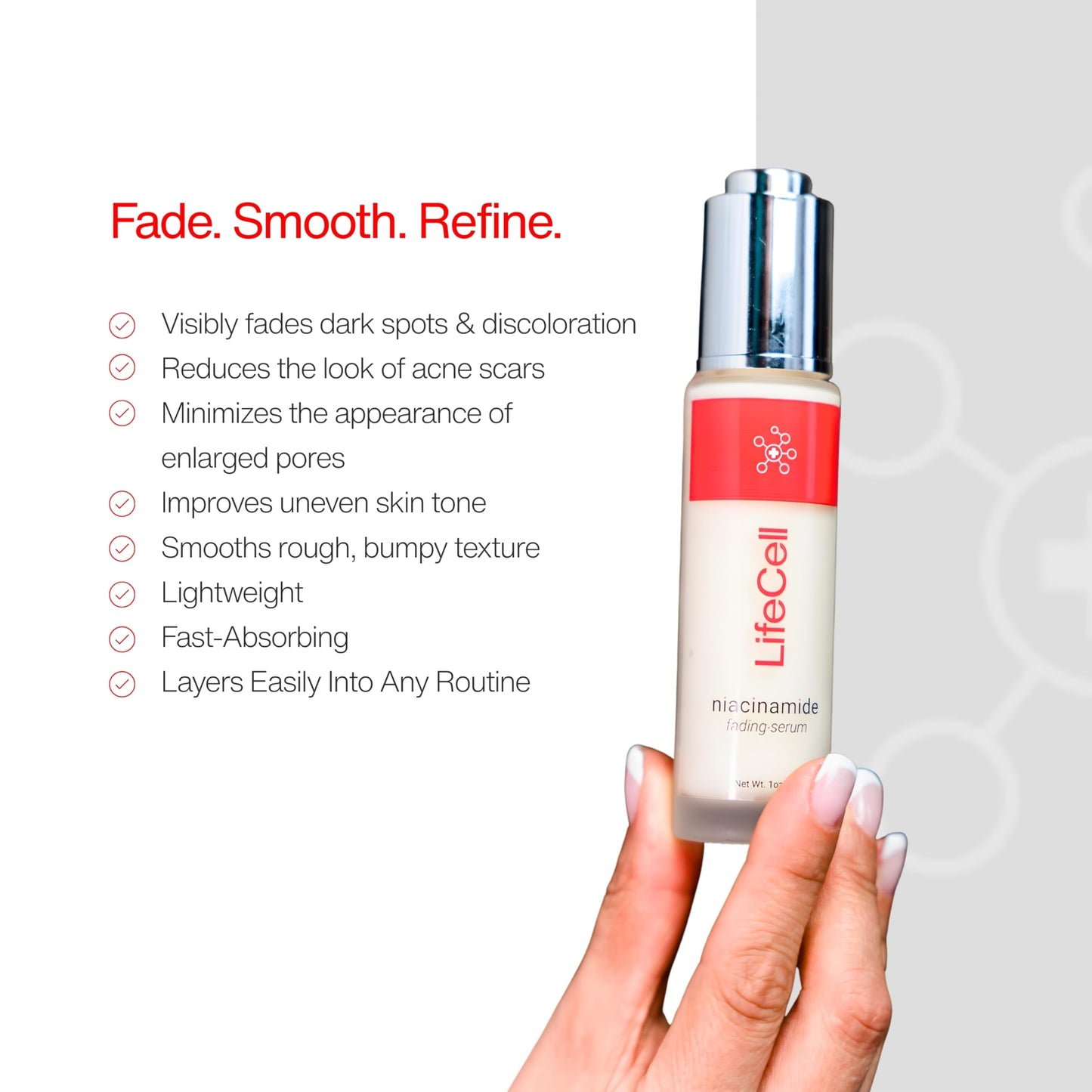 LifeCell Niacinamide Serum for Face - Dark Spot Corrector for Acne Scars & Hyperpigmentation, Pore Minimizer, Vitamin B3 Brightening Serum for Uneven Beauty & Personal Care LifeCell