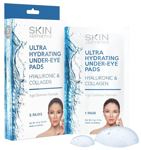 Skin Aesthetics Hyaluronic & Collagen Under Eye Patches - Reduces Puffiness, Eye Bags & Wrinkles, Ultra Hydrating - Dermatologist Tested Korean Beauty & Personal Care Skin Aesthetics