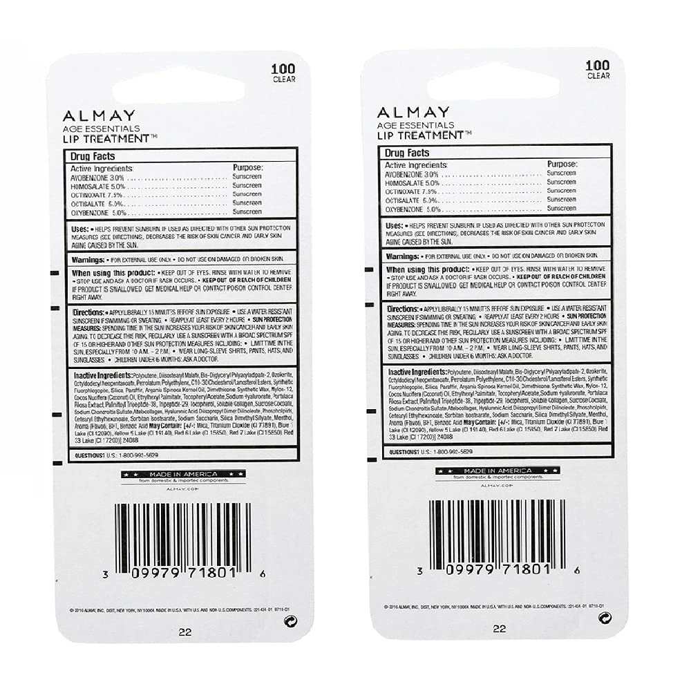 Almay A Pack of 2 Almay Age Essentials Lip Treatment, Clear 100 Beauty & Personal Care Almay