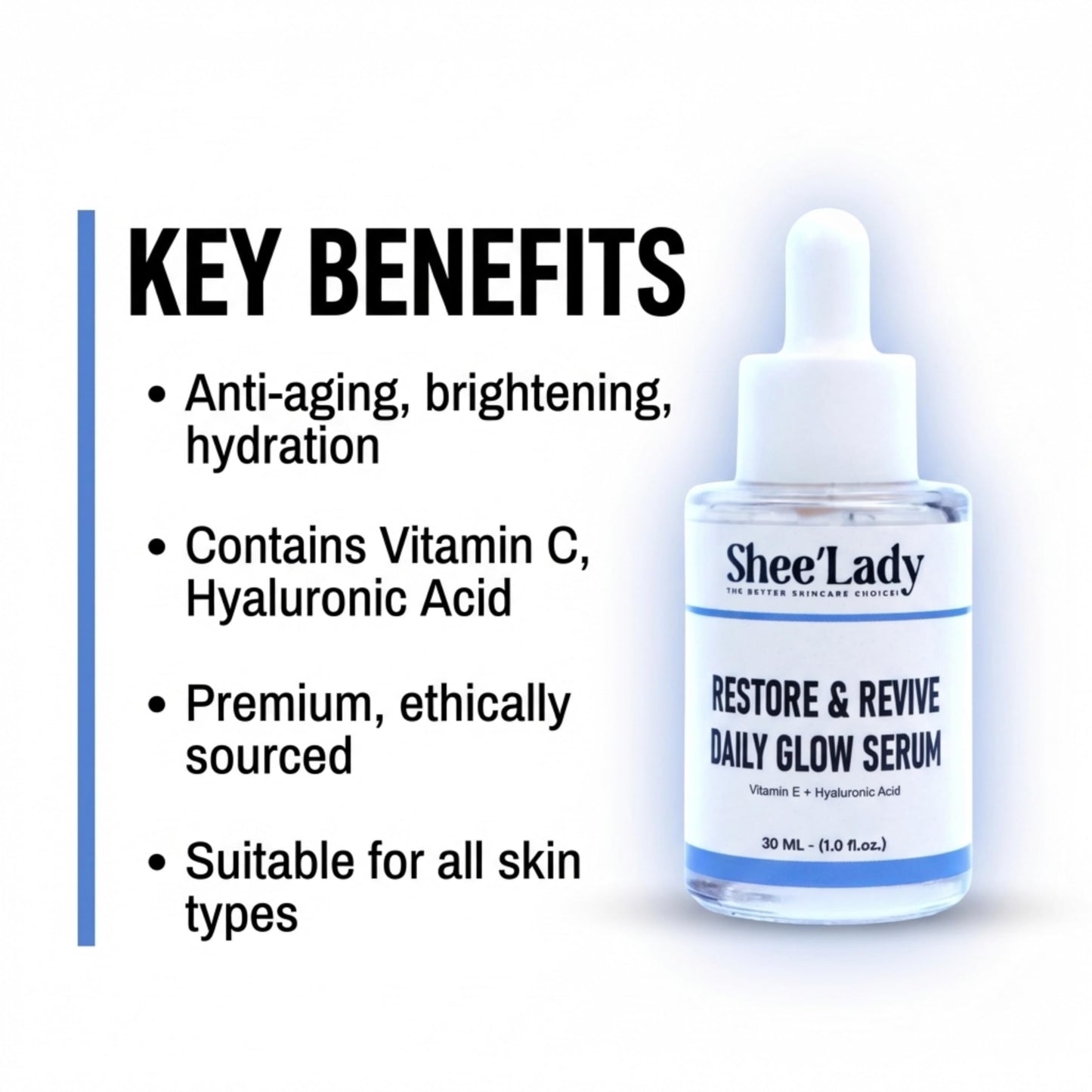 Shee'lady Restore & Revive Daily Glow Serum Daily Anti-Aging Wrinkle and Skin Tone Skin Care Treatment, Brightening Serum, Stocking Stuffers for Men Beauty & Personal Care Shee'lady