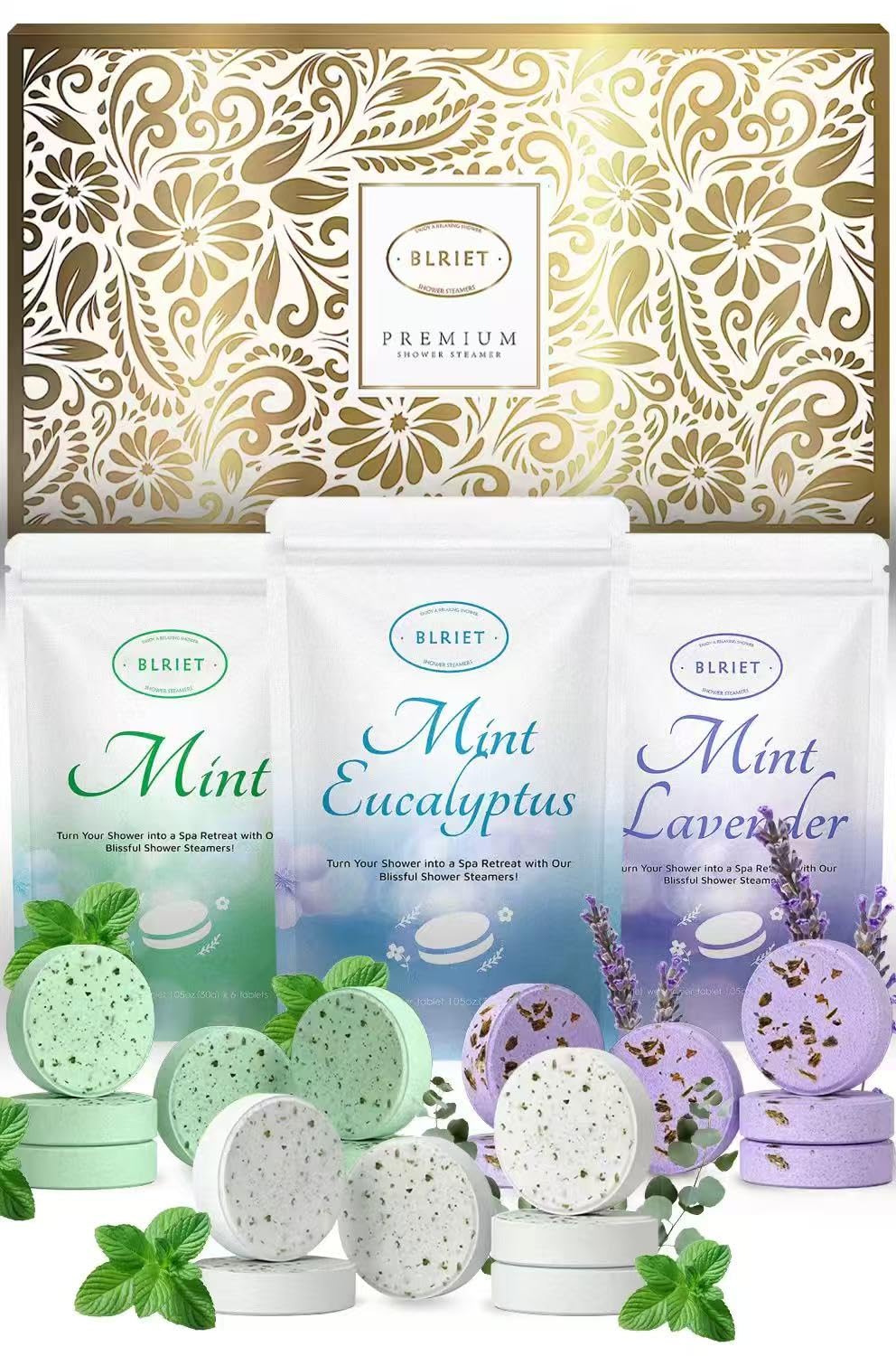 Shower Steamers Aromatherapy 18 Pack Gifts for Women Mom Wife Her Him Romance Birthday Spa Basket Natural Essential Oils Stress Relief Mint Lavender Beauty and Personal Care BLRIET