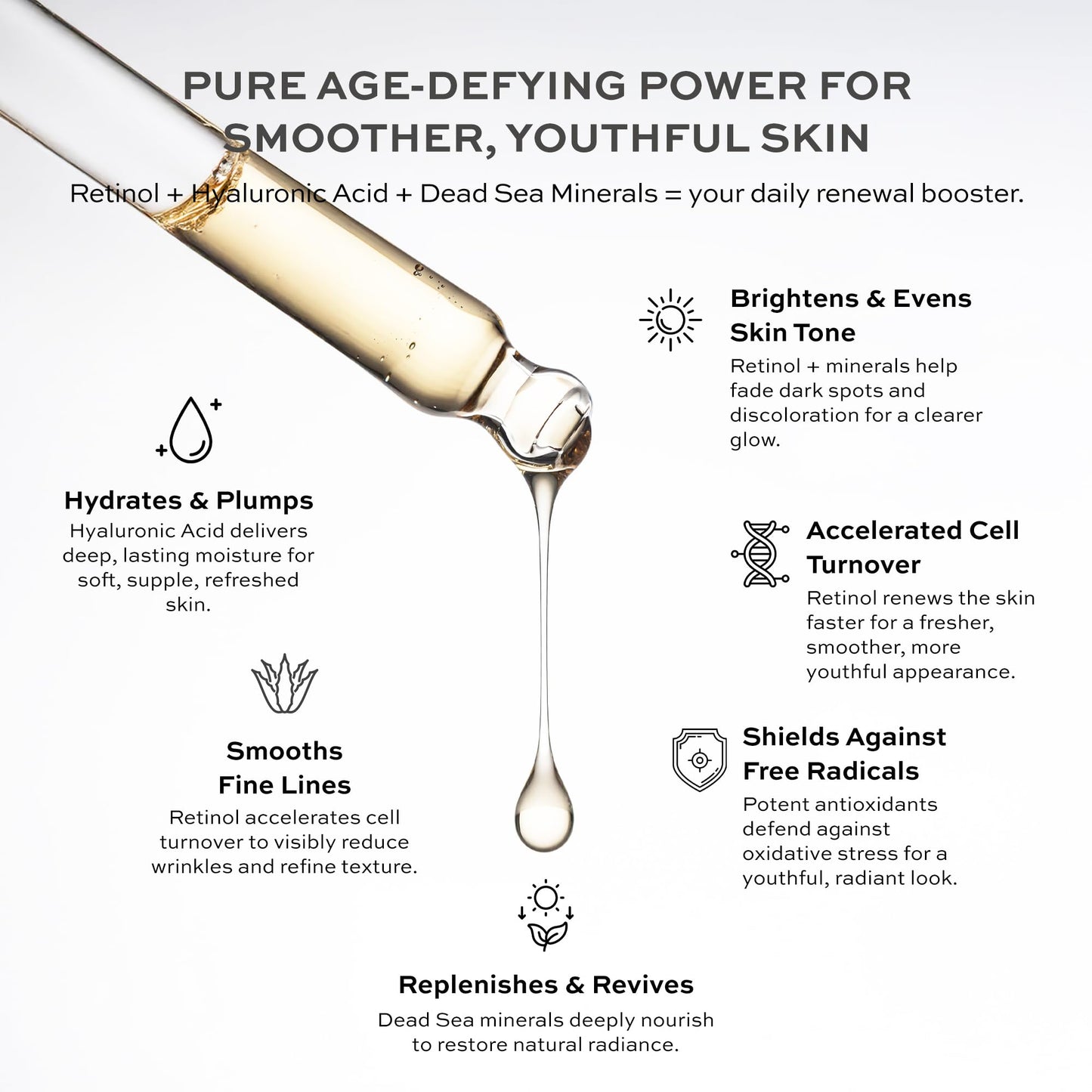 Arianna Radiance Renewal Serum - Anti Aging Serum For Face with Retinol, Hyaluronic Acid & Dead Sea Minerals, Natural & Paraben Free Retinol Beauty & Personal Care Arianna Skincare