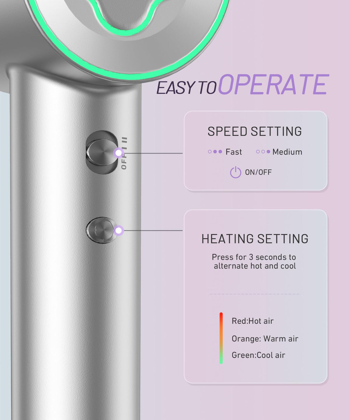 Cosy Companions High-Speed Ionic Hair Dryer, 150000 RPM Brushless Motor for 2-5Min Fast Drying, Low Noise Blow Dryer Reduces Frizz & Heat Damage,