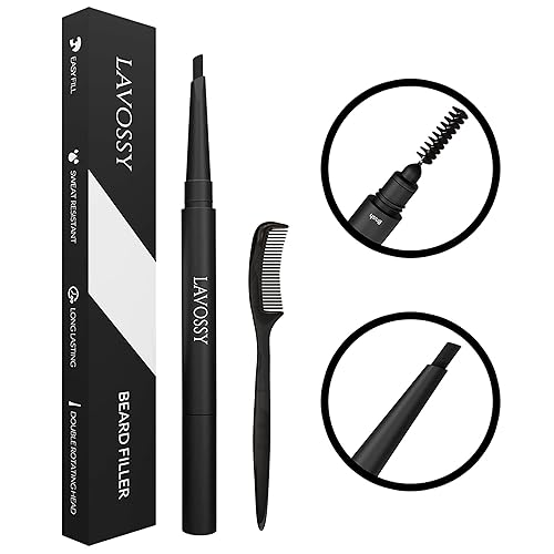 LAVOSSY Beard Pencil Filler for Men - Long Lasting and Easy to Use Beard Pen with blending brush results in a sleek & natural look, Water/Sweat Proof Beauty & Personal Care LAVOSSY