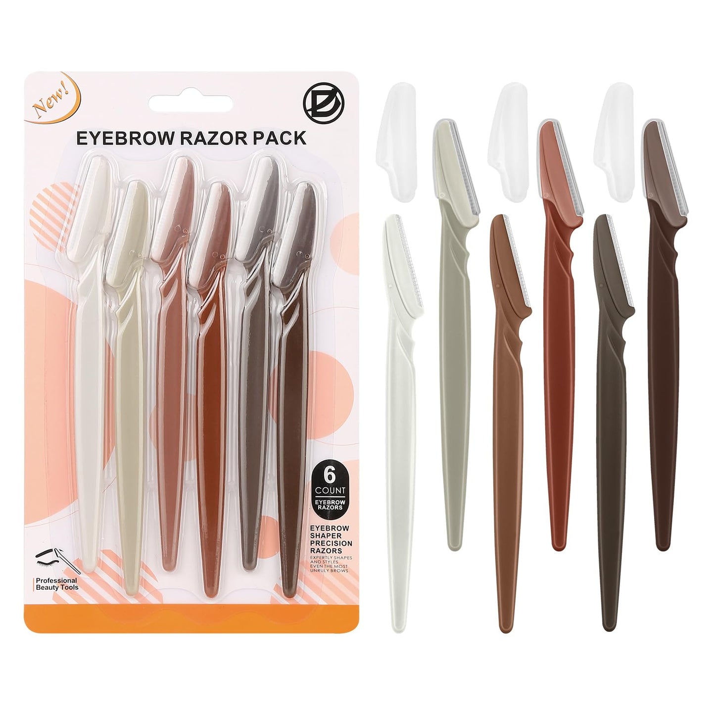 D 6 Pcs Face Razors for Women, Eyebrow Razors and Dermaplane Tool Beauty and Personal Care D