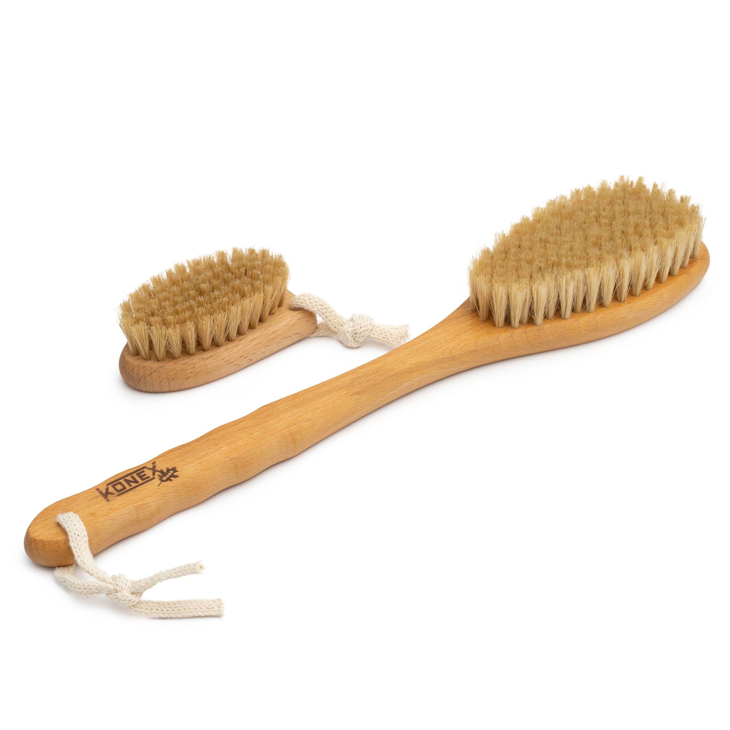 KONEX Bath Brush Set, Exfoliating Shower Scrubber, Dry Brushing Body Brush Set, Pore Opening, Beechwood Handle with Natural Bristle Large 15" Plus Beauty & Personal Care KONEX