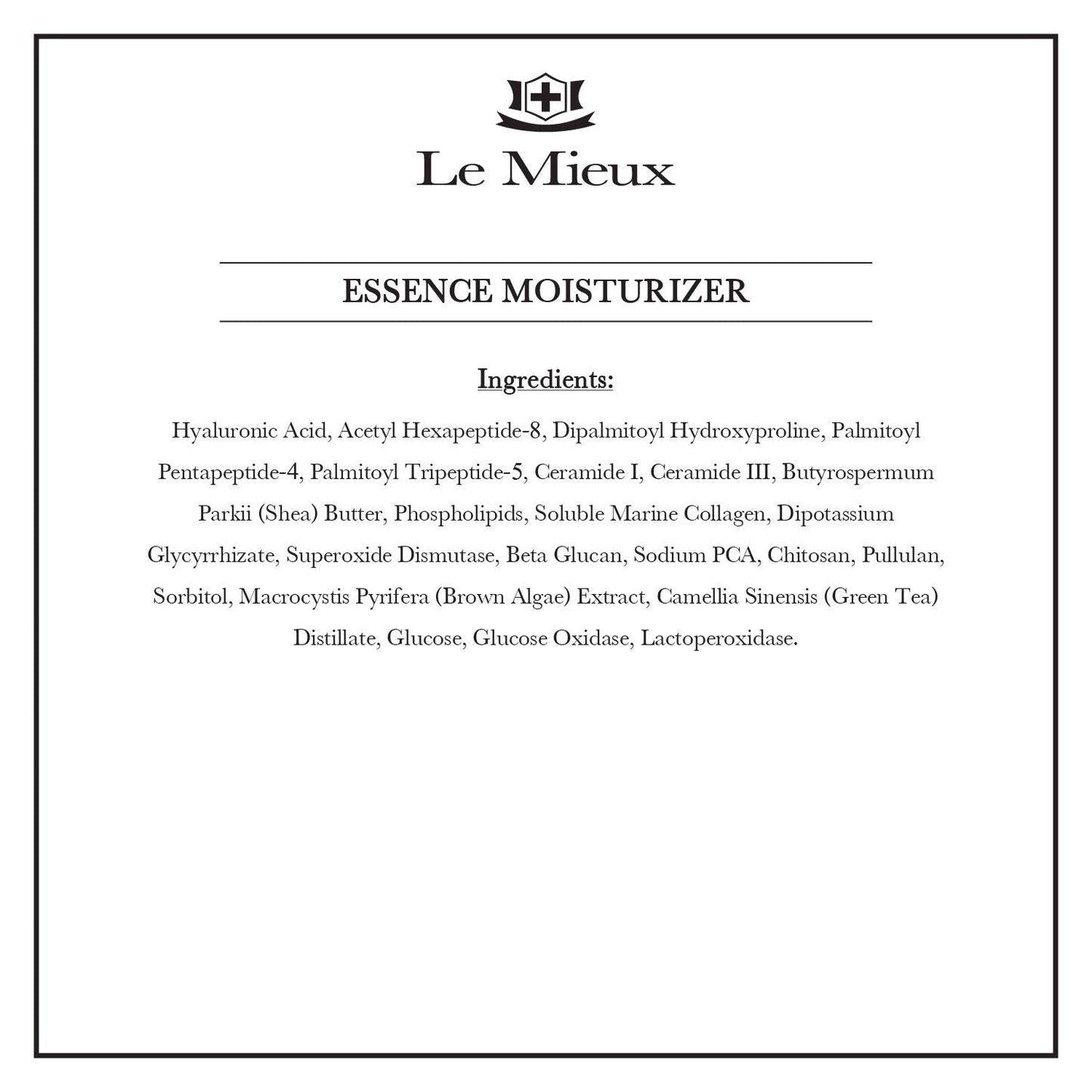 Le Mieux Essence Moisturizer - Peptide-Infused Facial Anti Aging Emulsion with Marine Collagen, Hexapeptide-8 & Hyaluronic Acid Base, Hygrating Beauty & Personal Care Le Mieux