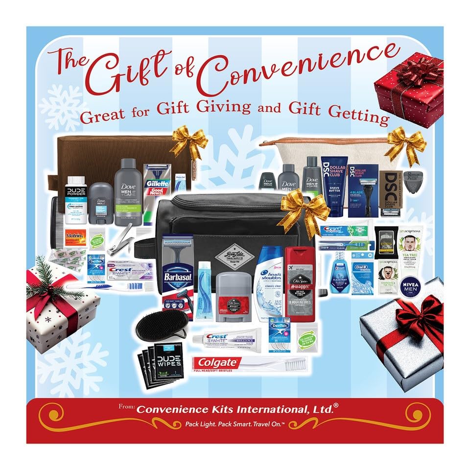 Convenience Kits International Men’s Premium 15-Piece Assembled Travel Kit Featuring: Gillette and Barbasol Shave Products Beauty and Personal Care Convenience Kits International