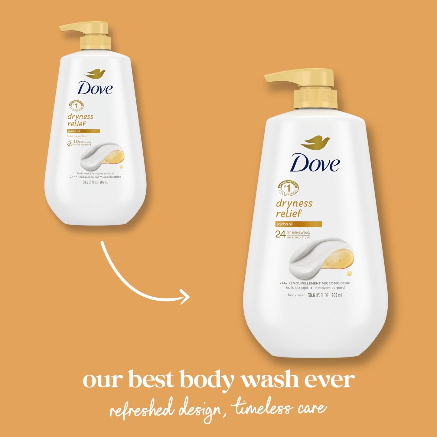 Dove Body Wash with Pump Dryness Relief with Jojoba Oil For 24hr Lotion-Soft Skin Moisturizing Skin Cleanser with No Sulfates No Parabens 30.6 oz Beauty & Personal Care Dove