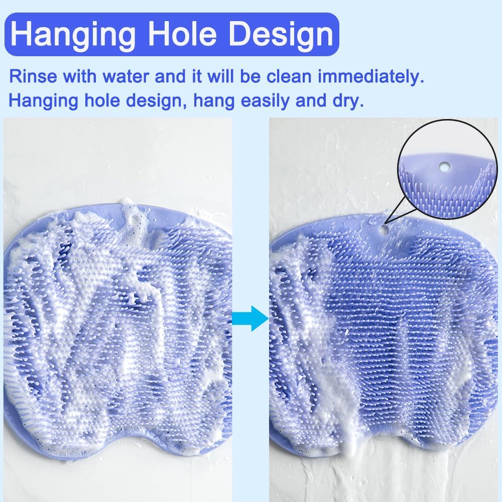 2 PCS Shower Foot & Back Scrubber Brush, Hands Free Wall Mounted Back Massager Mat with Non-Slip Suction Cups Deep Cleaning Foot Brush Exfoliating Beauty and Personal Care LMMYUN