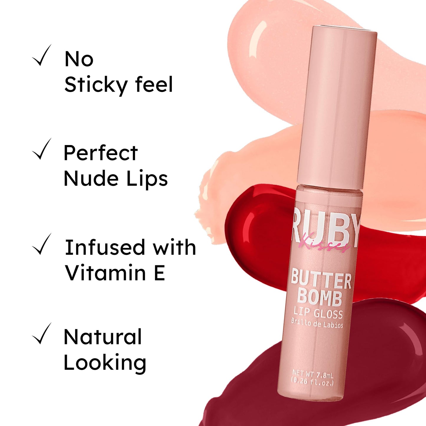 Ruby Kisses Butter Bomb Lip Gloss, High-Shine Non-Sticky Hydrating Plumping Beauty & Personal Care Ruby Kisses