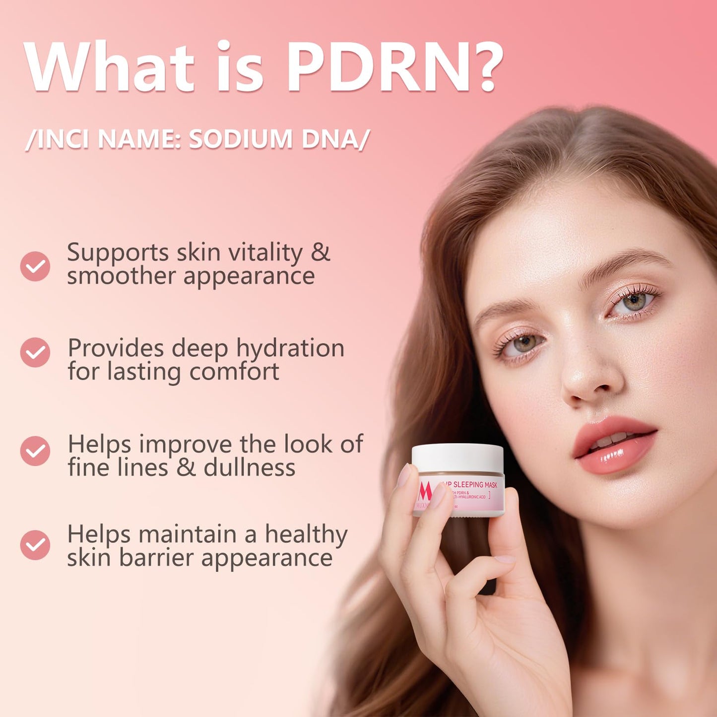 PDRN Lip Sleeping Mask, Salmon PDRN, 3 Hyaluronic Acid for Softer Lips, Long-lasting Moisture Lip Mask Overnight with Murumuru Butter & Antioxidants Beauty and Personal Care Muxmrx
