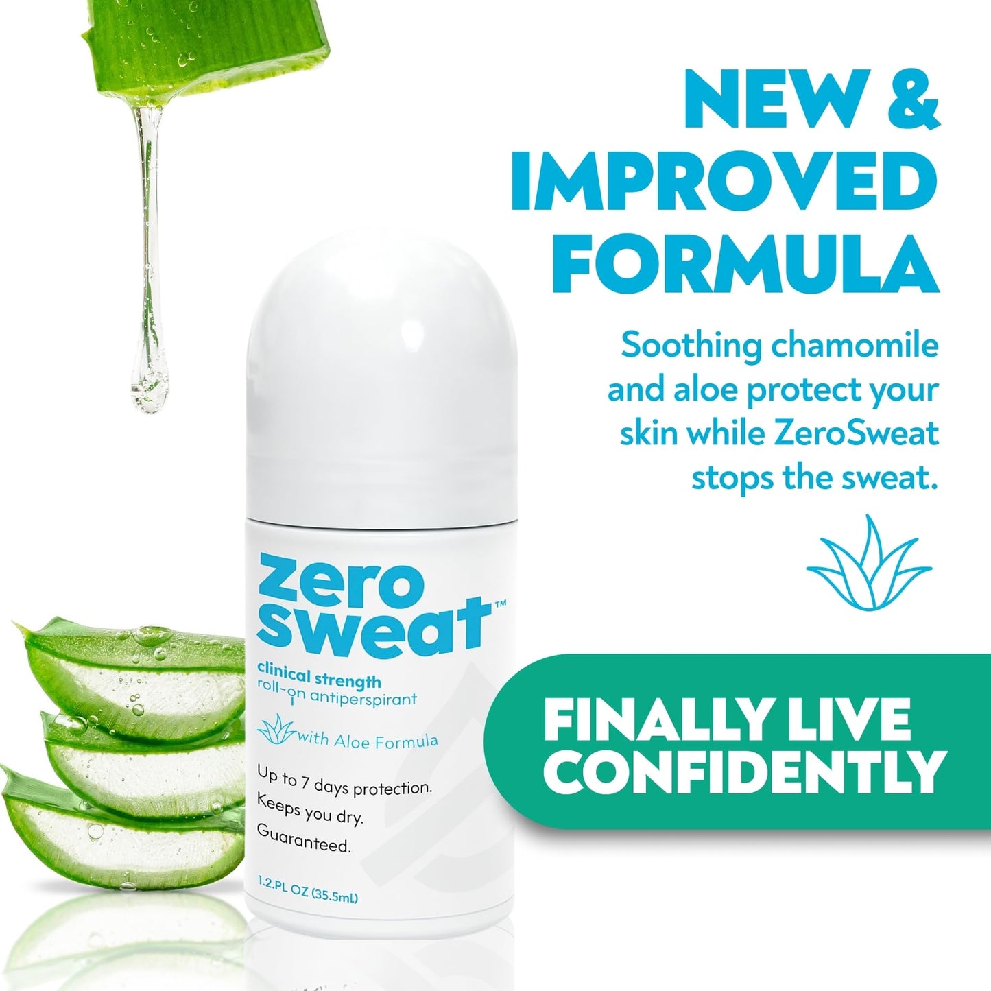 ZeroSweat Antiperspirant Deodorant with Aloe - Clinical Strength Hyperhidrosis Treatment - Reduces Armpit Sweat for Up To 7-days per Use - Protection Beauty and Personal Care ZeroSweat
