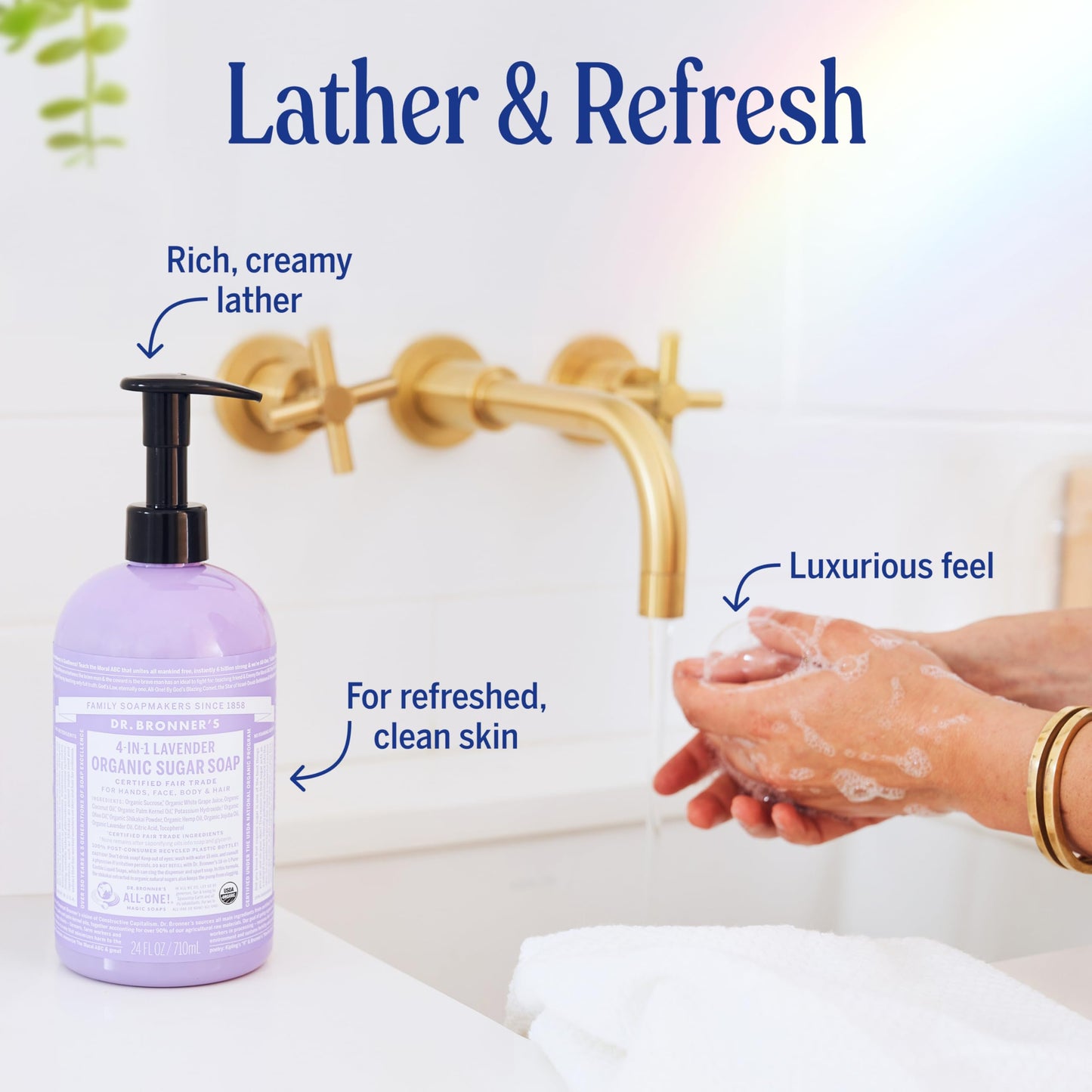 Dr. Bronner's - Organic Sugar Soap (Lavender, 24 Ounce) - Made with Organic Oils, Sugar and Shikakai Powder, 4-in-1 Uses: Hands, Body, Face and Hair Beauty & Personal Care Dr. Bronner's