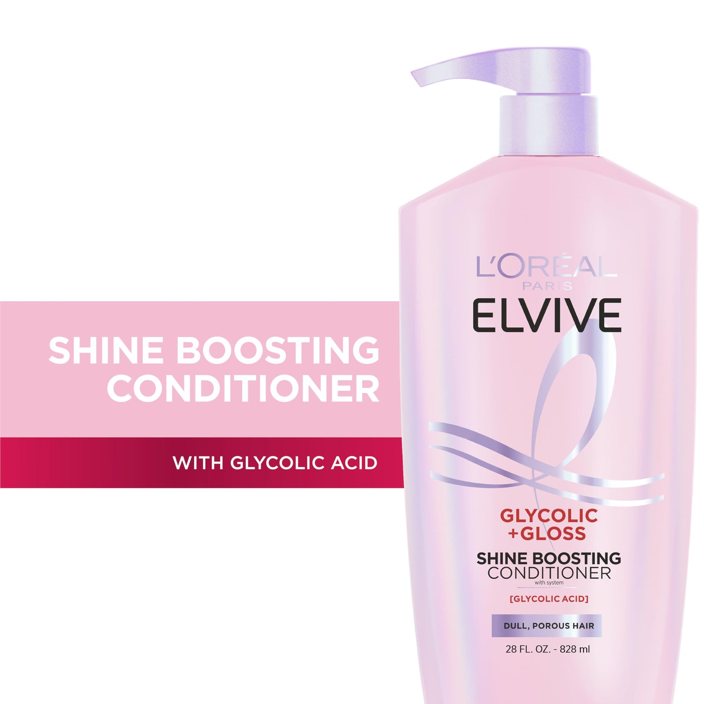 L'Oreal Paris Elvive Glycolic + Gloss Shine Boosting Conditioner, Cleanses and Smooths Dull, Porous Hair Into High-Shine, Glossy Hair, 28 Fl Oz Beauty & Personal Care L'Oreal Paris