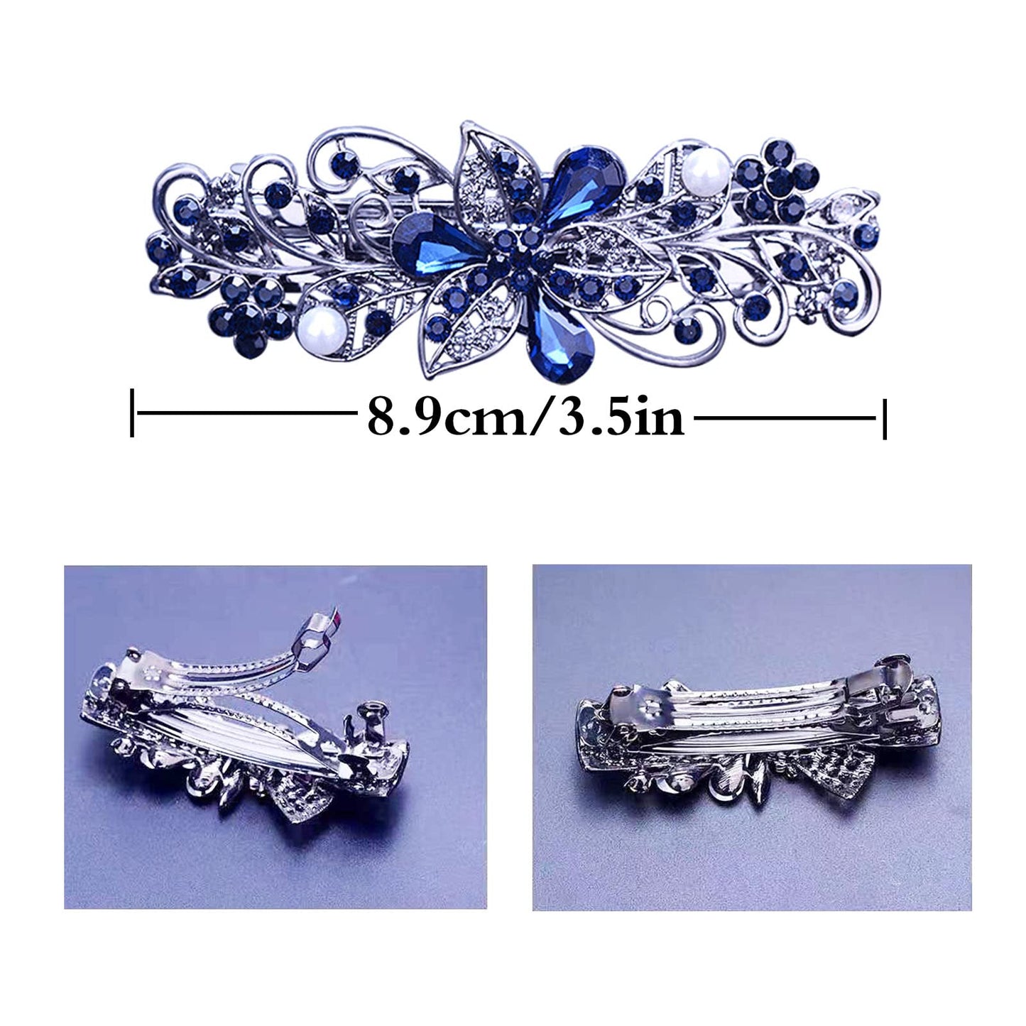 4 PCS Hair Barrettes for Women Ladies, Flower Crystal Rhinestones Barrette Pearl Spring Hair Clip Accessories Women Fashion Ponytail Holders Barrette Beauty & Personal Care GeoGeoDIY