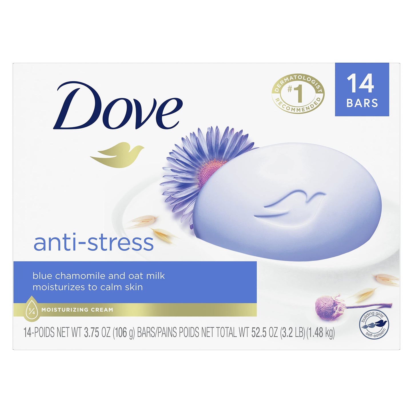 Dove Beauty Bar Gentle Cleanser Moisturizes To Calm Skin Anti-Stress Cream Bar Gentle Bar Soap Cleanser Made With 1/4 Moisturizing Cream 3.75 oz 14 Beauty & Personal Care Dove