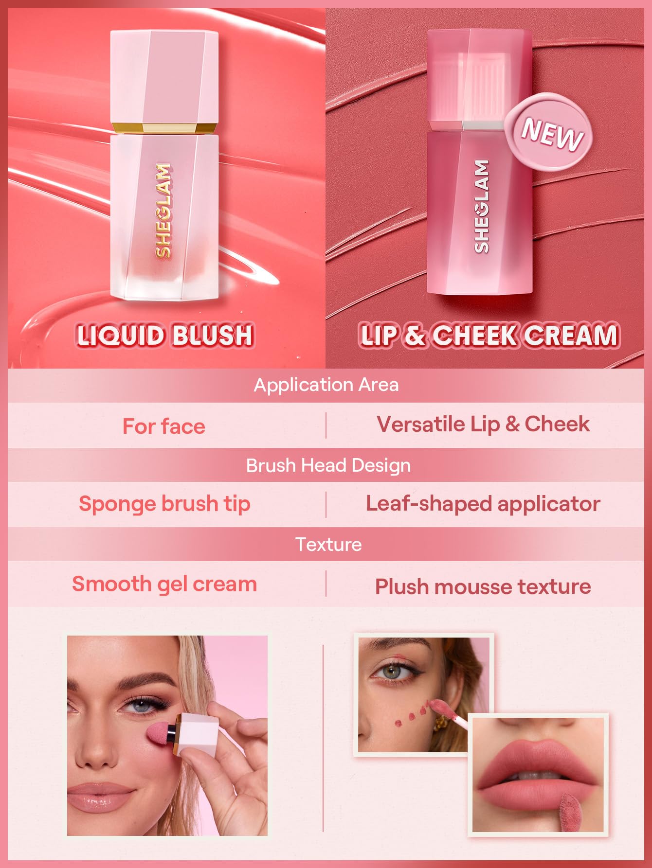SHEGLAM Air Plush Lip & Cheek Cream Long-lasting Multi-Use Liquid Blush & Lip Stain-026 Like A Feather Beauty & Personal Care SHEGLAM