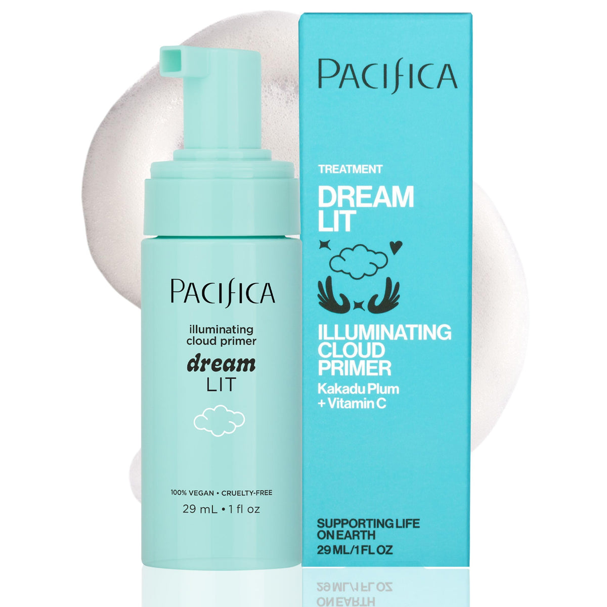 Pacifica Dreamlit Illuminating Foaming Primer with Vitamin C & Hyaluronic Acid - Hydrating Brightening Face Makeup Base for Glowing, Long-Lasting
