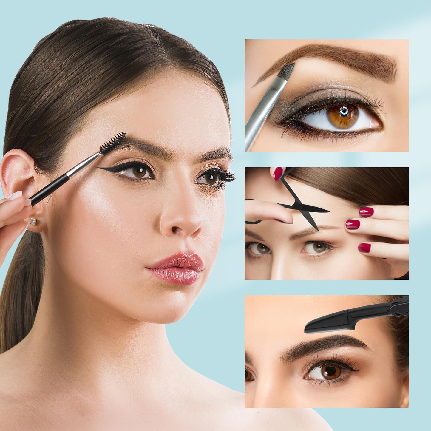 SWEET VIEW 7pcs Eyebrow Tweezers Kit for Women Precision Plucker with Brow Scissors & Razor & Spoolie for Facial, Chin, Brow, Splinter and Ingrown Beauty and Personal Care SWEET VIEW