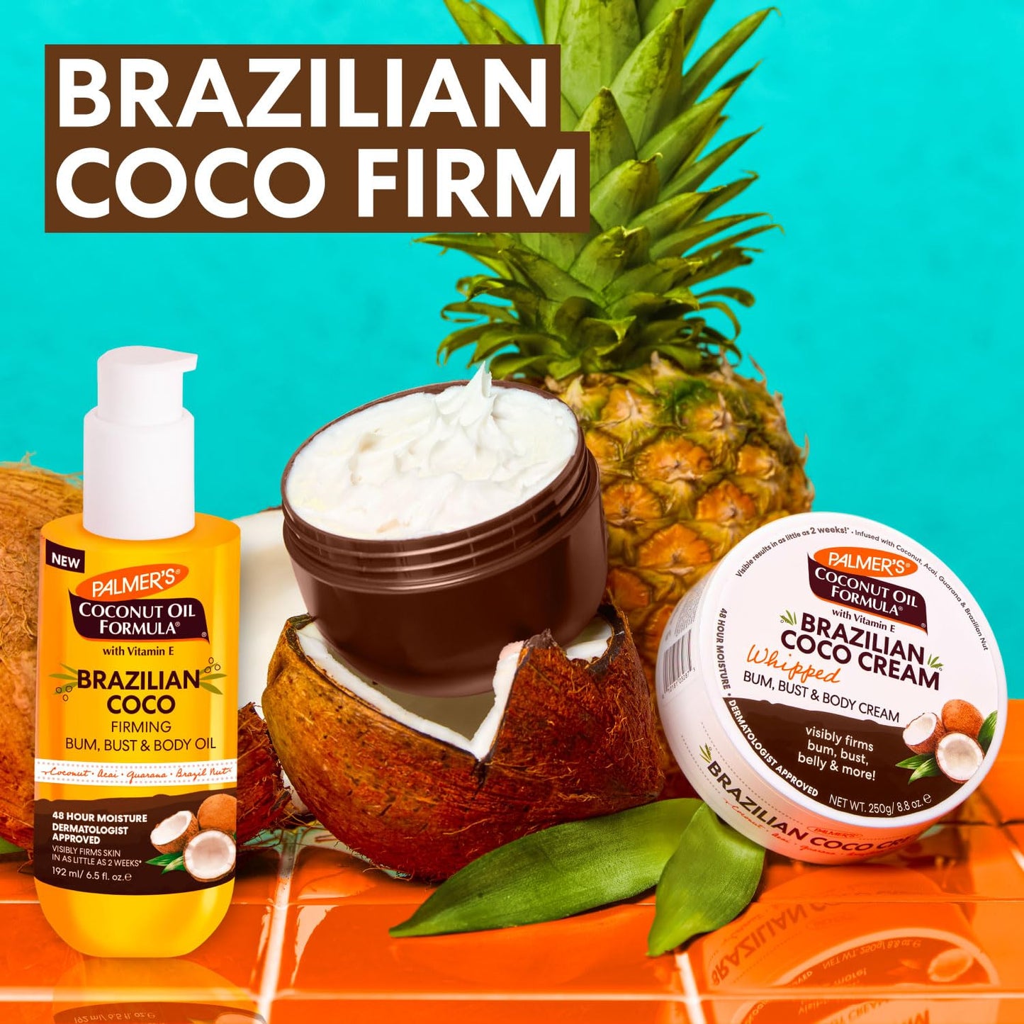 Palmer's Brazilian Coco Hot Mama Firming Kit, Coconut Oil Formula Skin Care Duo with Firming Body Cream (8.8 Oz) + Body Oil (6.6 Fl Oz) Helps Tone Beauty & Personal Care Palmer's