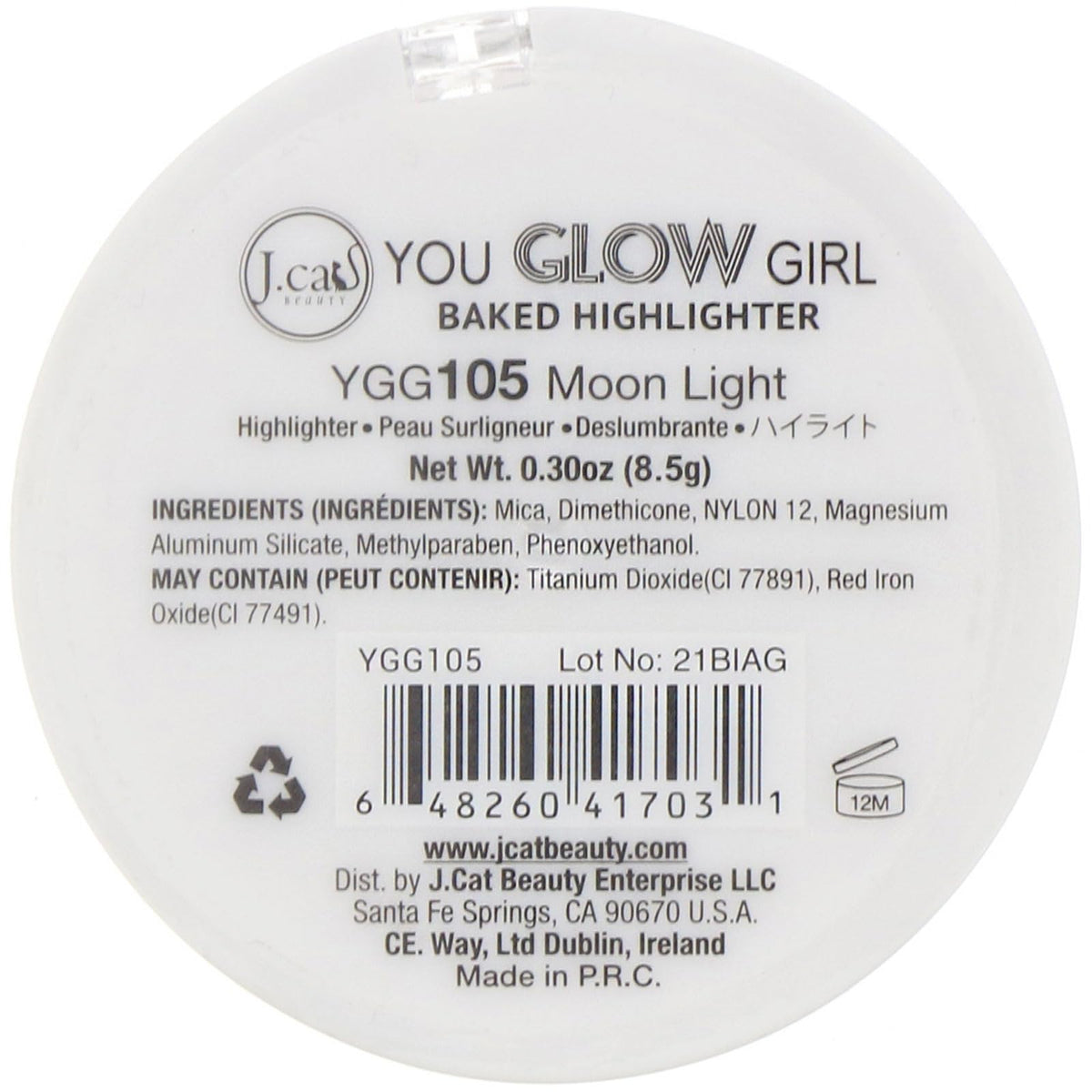 J.CAT BEAUTY You Glow Girl Baked Highlighter - Moon Light