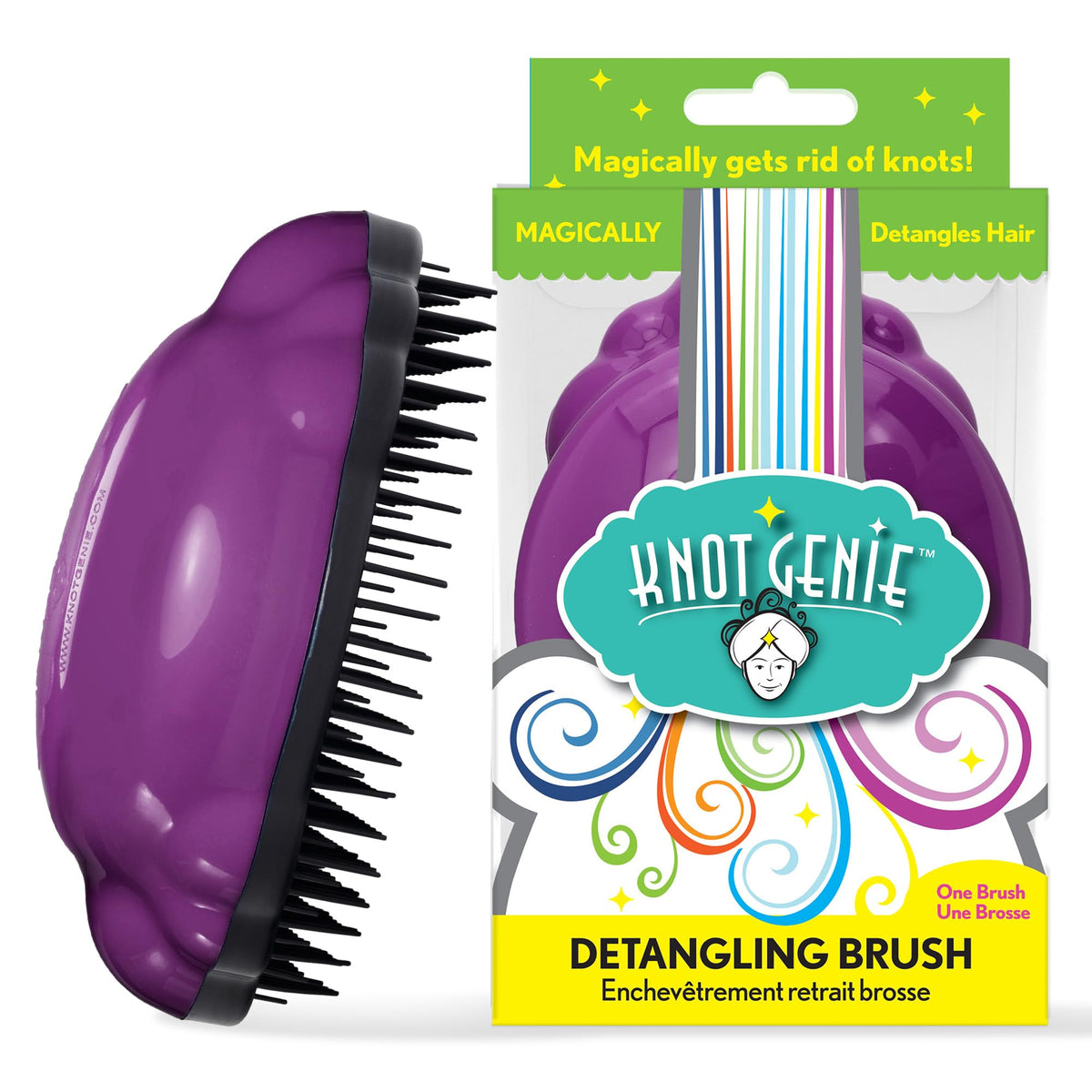 Knot Genie Detangling Hair Brush for Kids (Puff of Purple) | Perfect Detangling Brush for Curly Hair, Gently Separate Tangles, Leaves Hair Smooth Beauty & Personal Care Knot Genie