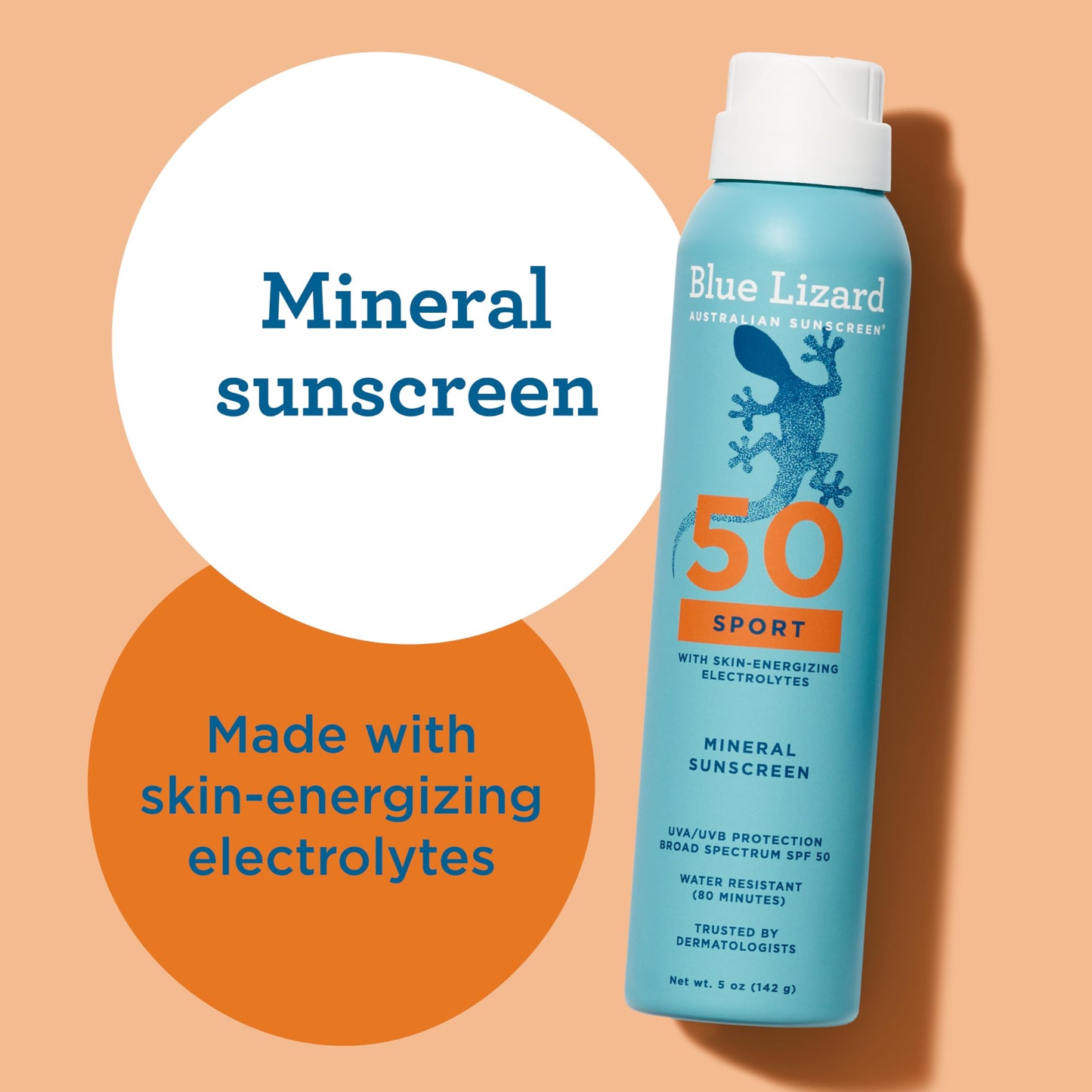 BLUE LIZARD Sport Mineral Sunscreen Spray SPF 50+, Dermatologist-Recommended Brand, Broad-Spectrum UVA/UVB Protection, Water-Resistant, Zinc Oxide Beauty & Personal Care BLUE LIZARD