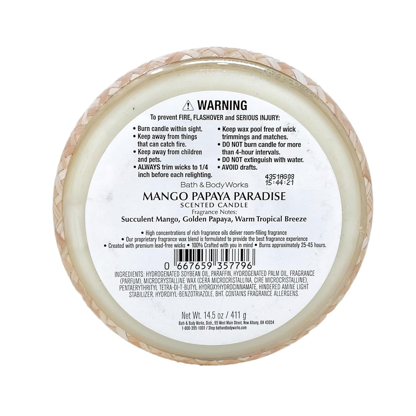 Bath & Body Works Mango Papaya Paradise 3-Wick Scented Candle with a Natural Oats Bar Soap Beauty & Personal Care Bath & Body Works