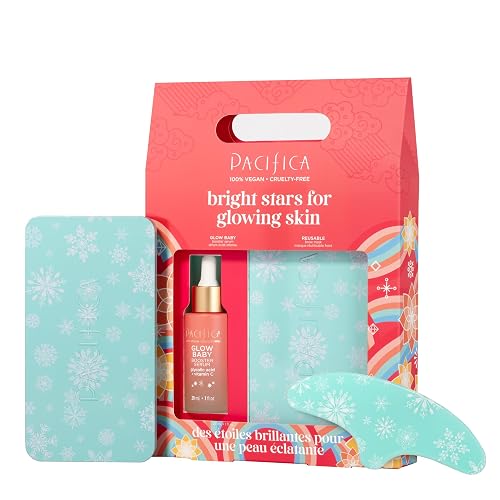 Pacifica Glow Baby Brightening Serum & Reusable Face Mask Set - Vitamin C + Glycolic Acid for Radiant Hydrated Skin, Clean Vegan Skincare Gift Kit Beauty & Personal Care Pacifica