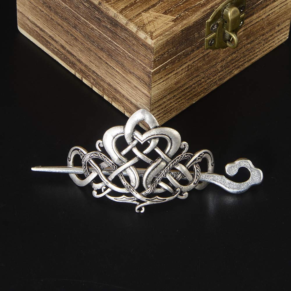 Viking Celtic Hair Clips Hairpins- Viking Hair Accessories Celtic Knot Hair Pins Antique Silver Hair Sticks Irish Hair Decor Accessories for Long Hair Beauty & Personal Care LQQQL
