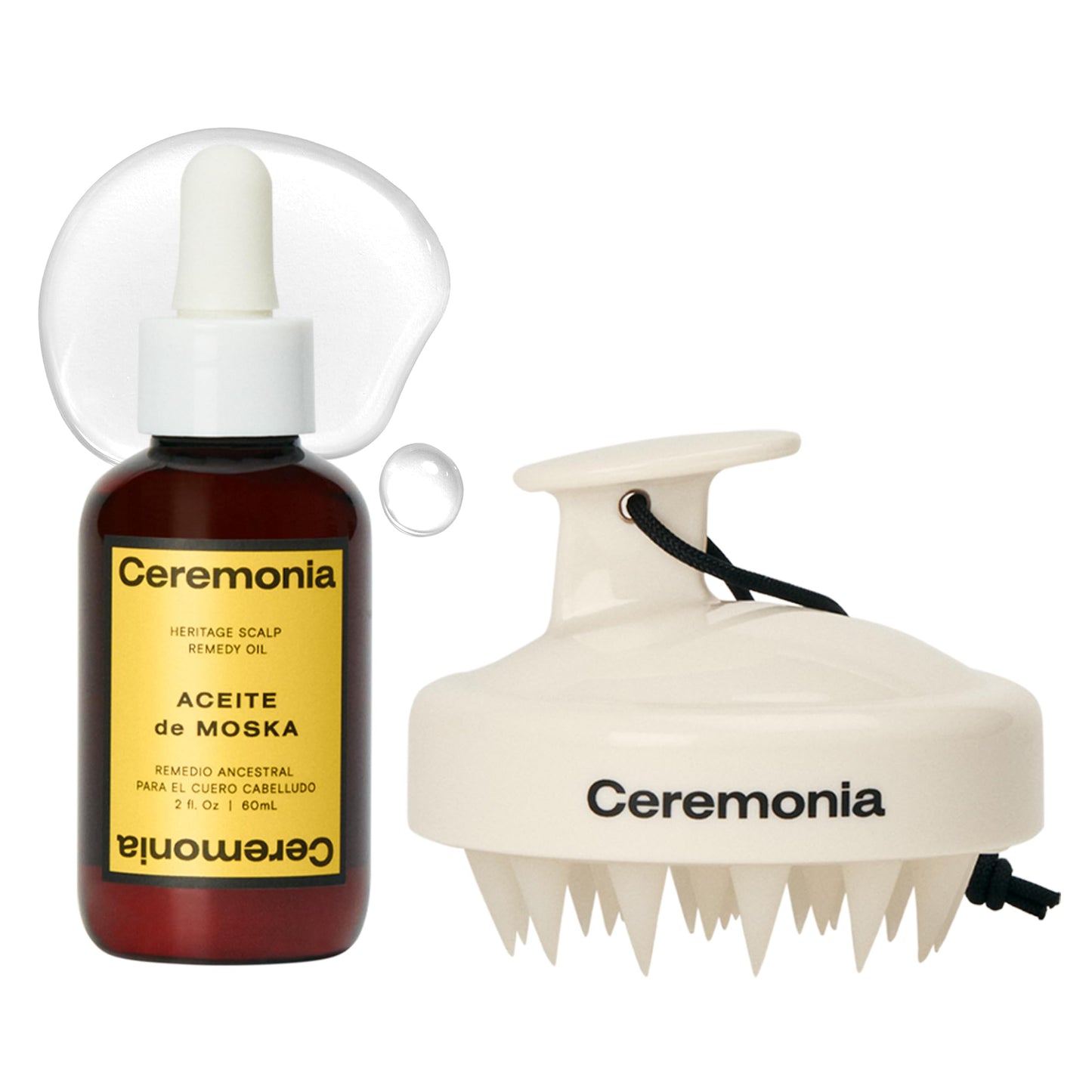 Ceremonia Scalp Power-Duo Aceite de Moska & Scalp Masajeador Aloe Vera Babassu Castor 2 Fl Oz 60 mL Beauty & Personal Care Ceremonia