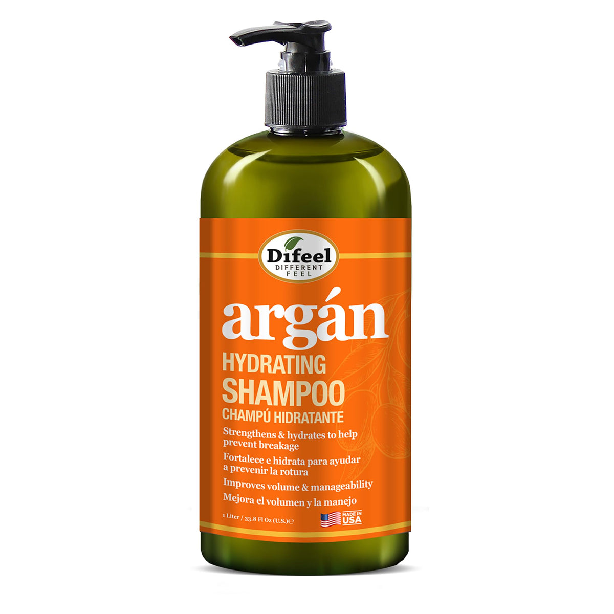 Difeel Argan Hydrating Shampoo 33.8 oz. - Natural Sulfate Free Argan Oil Shampoo for Hair