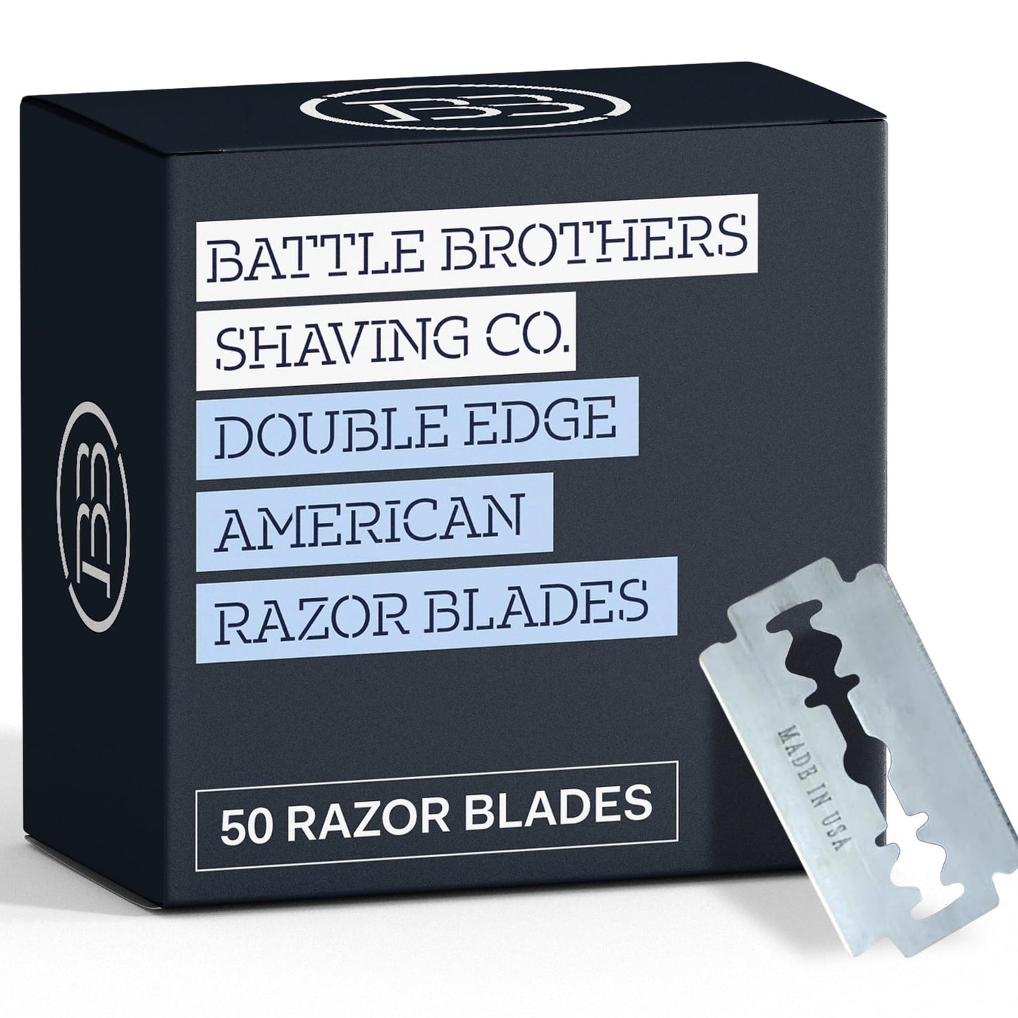 Made in USA Double Edge Razor Blades (50-Pack) - Stainless Steel, Smooth & Sharp - Fits All DE Safety Razors - Battle Brothers Beauty and Personal Care Battle Brothers Shaving Co.