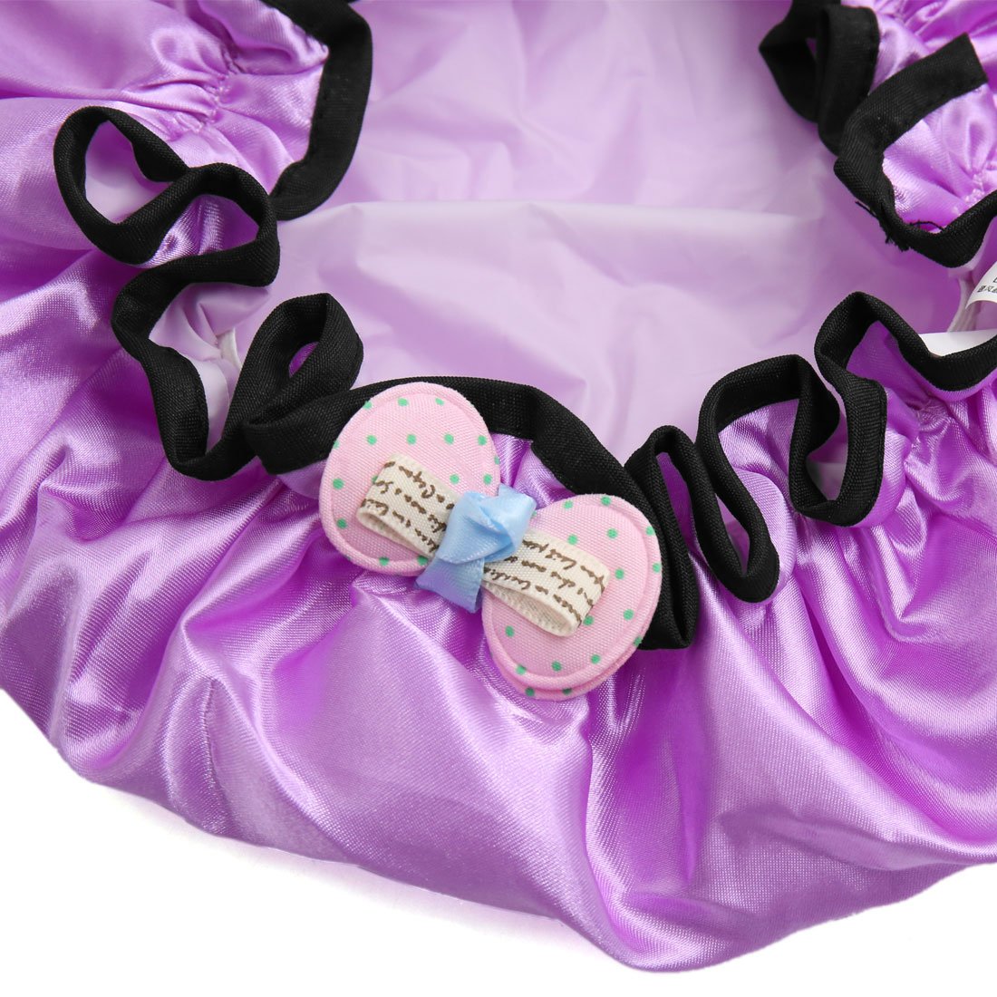 Ruilogod Light Purple Bow Lace Dual Layers Waterproof Shower Bath Hair Cap Hat for Kids (id: e3b 37c b37 2ae a29 Beauty and Personal Care Ruilogod