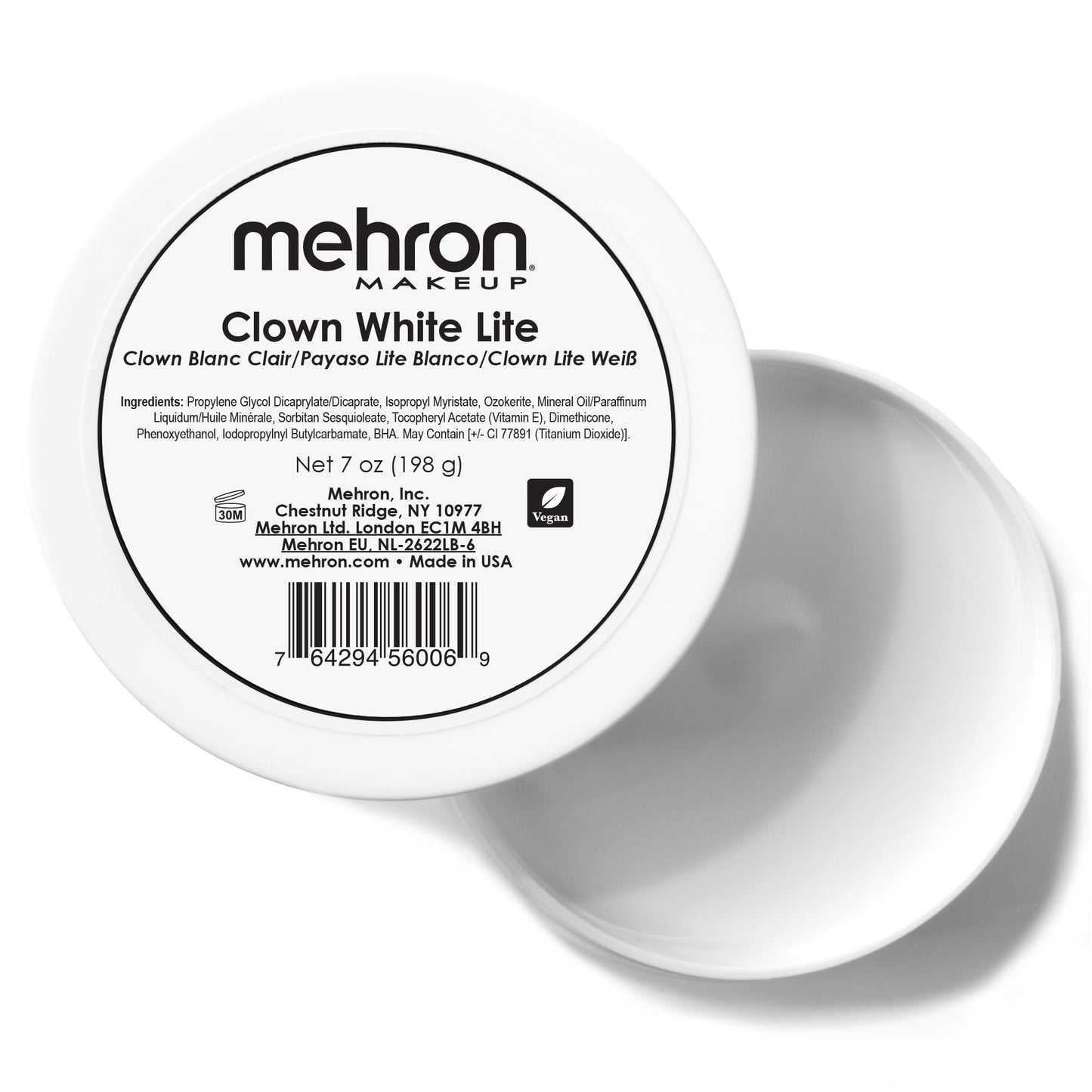 Mehron Makeup Clown White Lite | Professional Face Paint & Body Paint | White Cream Clown Makeup, Stage, Film, Cosplay, Mime, & Halloween 7 oz (198 g) Beauty & Personal Care Mehron