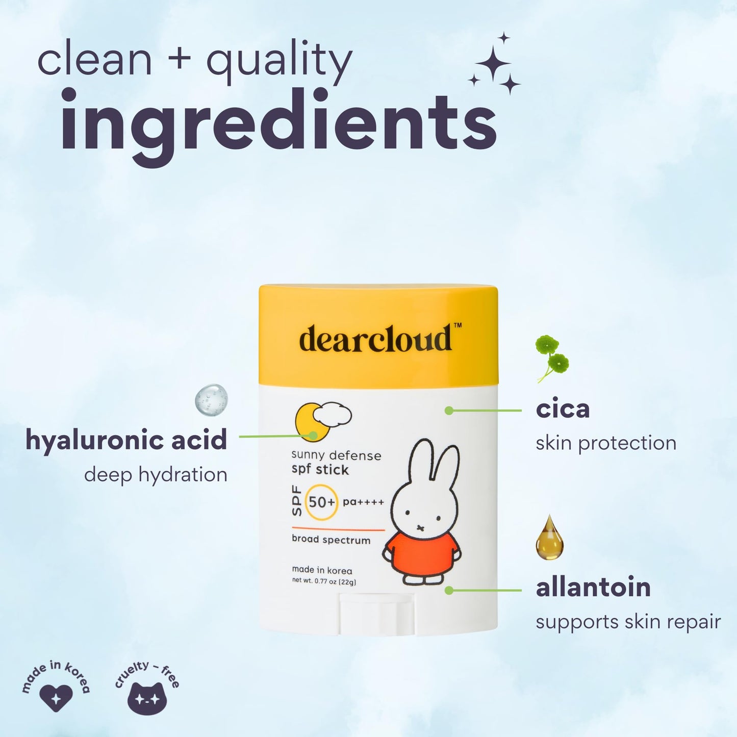 Miffy Sunny Defense Sun Stick SPF 50+ PA++++ - Korean Sunscreen for Face & Travel Size (.77 oz) Beauty & Personal Care dearcloud