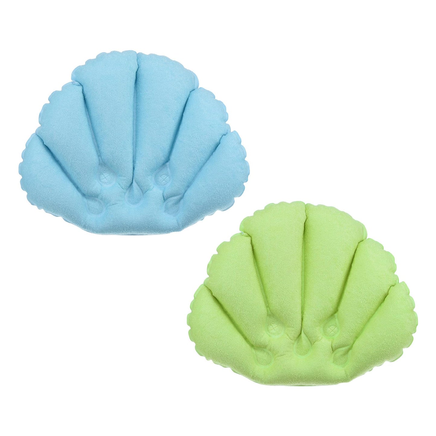 PATIKIL Inflatable Bath Pillow with Suction Cups, 2 Pack Terry Cloth Covered Shell Shape Soft Bath Spa Cushion Neck Support for Bathtub Hot Tub (Blue Beauty and Personal Care PATIKIL
