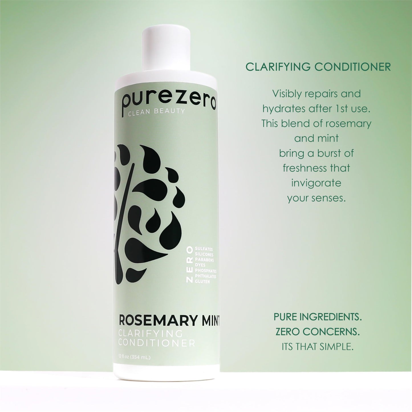 Purezero Rosemary Mint Clarifying Silicone Free Shampoo & Conditioner Set - Vegan Duo for Balanced Scalp, Build-Up Removal & Fresh Minty Finish Beauty & Personal Care Purezero