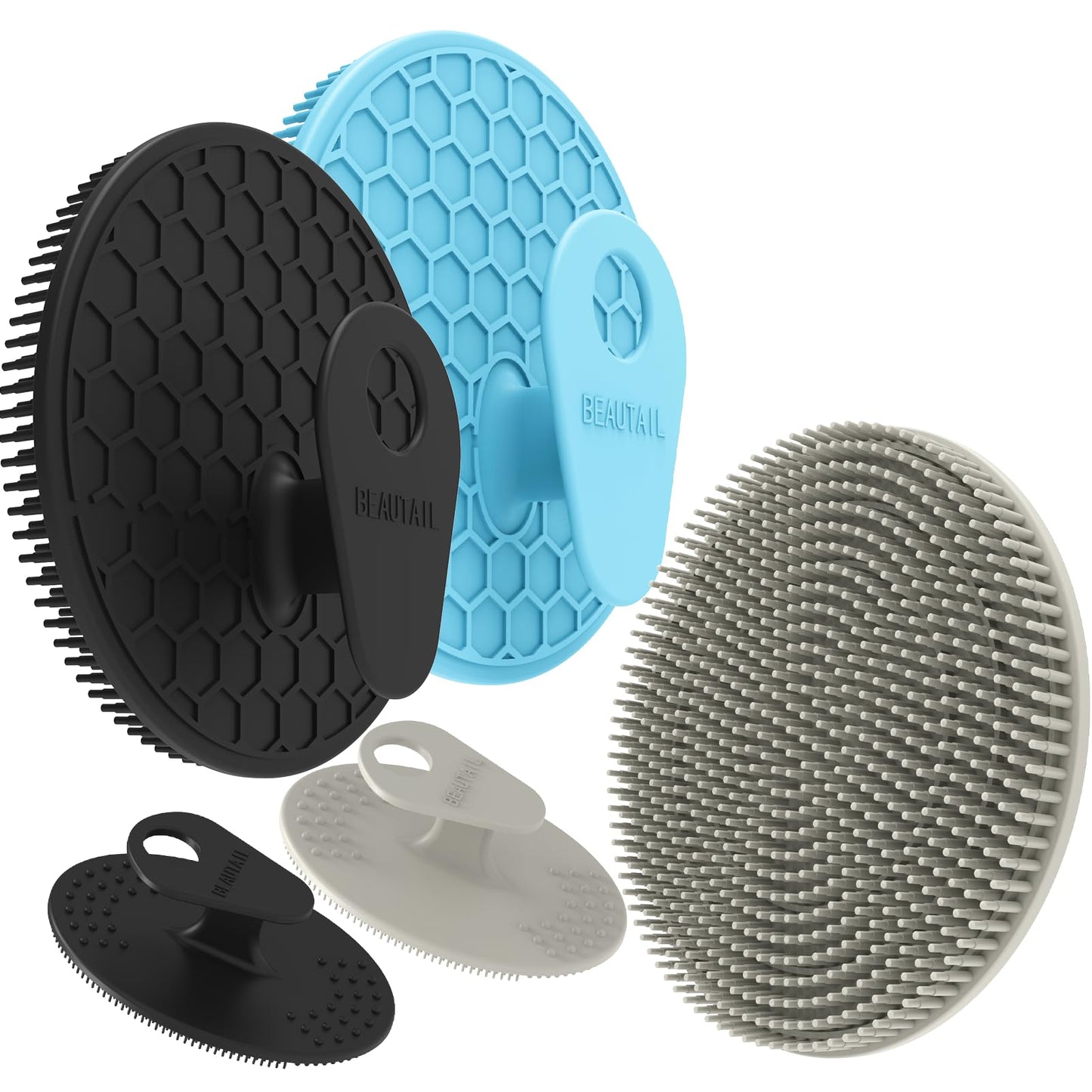 Silicone Body and Face Scrubber Set 5 Pack, BEAUTAIL Shower Bath Scrubber, Gentle Exfoliating Brush for Women Men Sensitive Skin, More Hygienic Than Beauty and Personal Care BEAUTAIL